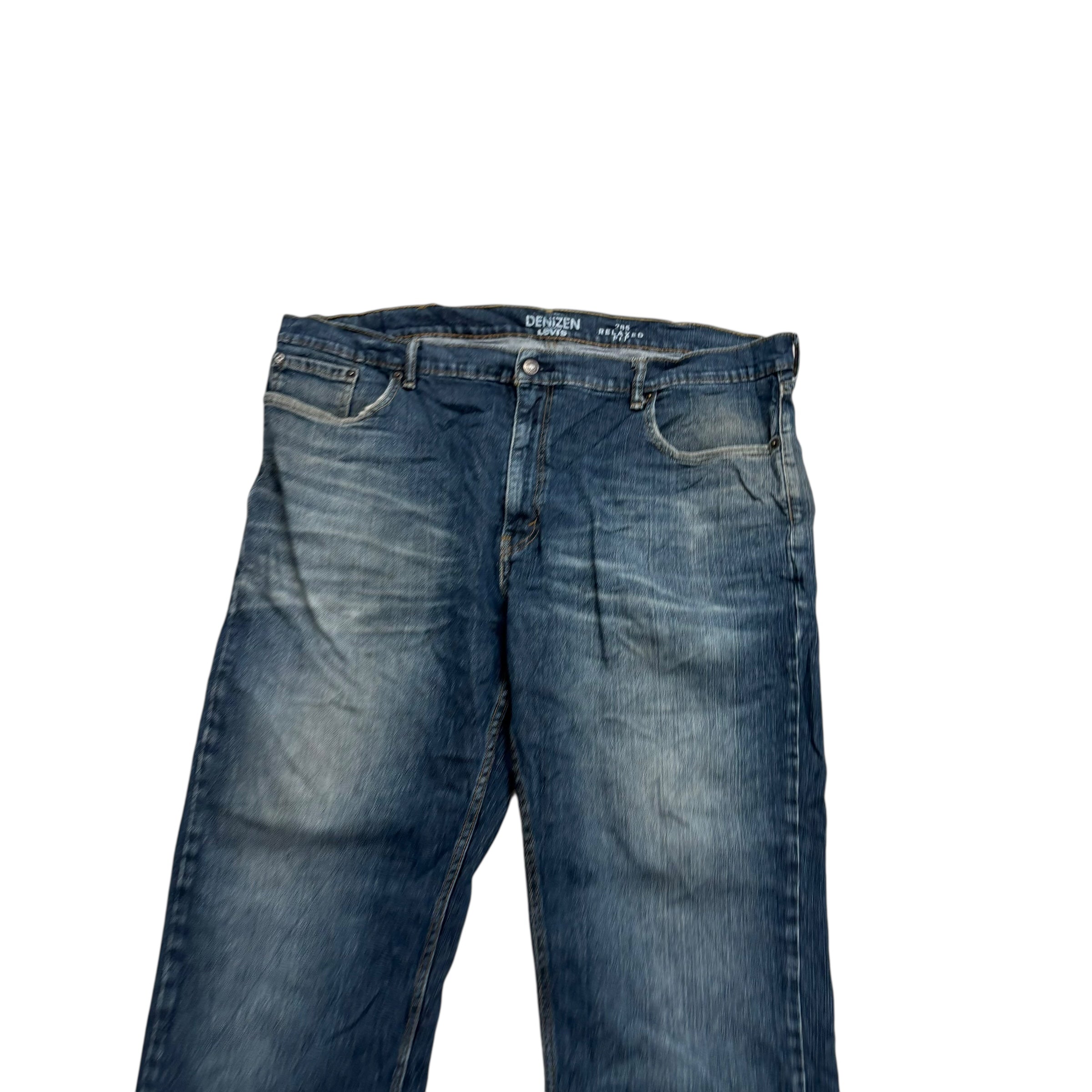 Levis Denizen Jeans W42 L32 Mens Dark Blue Relaxed Straight Stretch Denim (F)