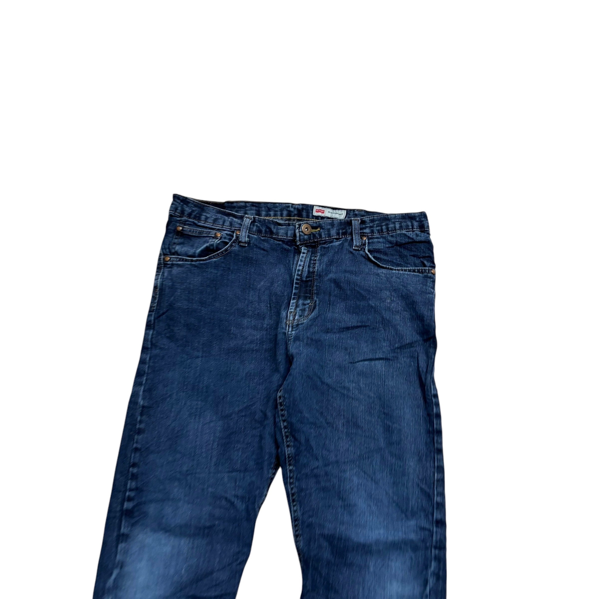 Wrangler Jeans W36 L32 Mens Mid Blue Slim Straight Fit Stretch Denim
