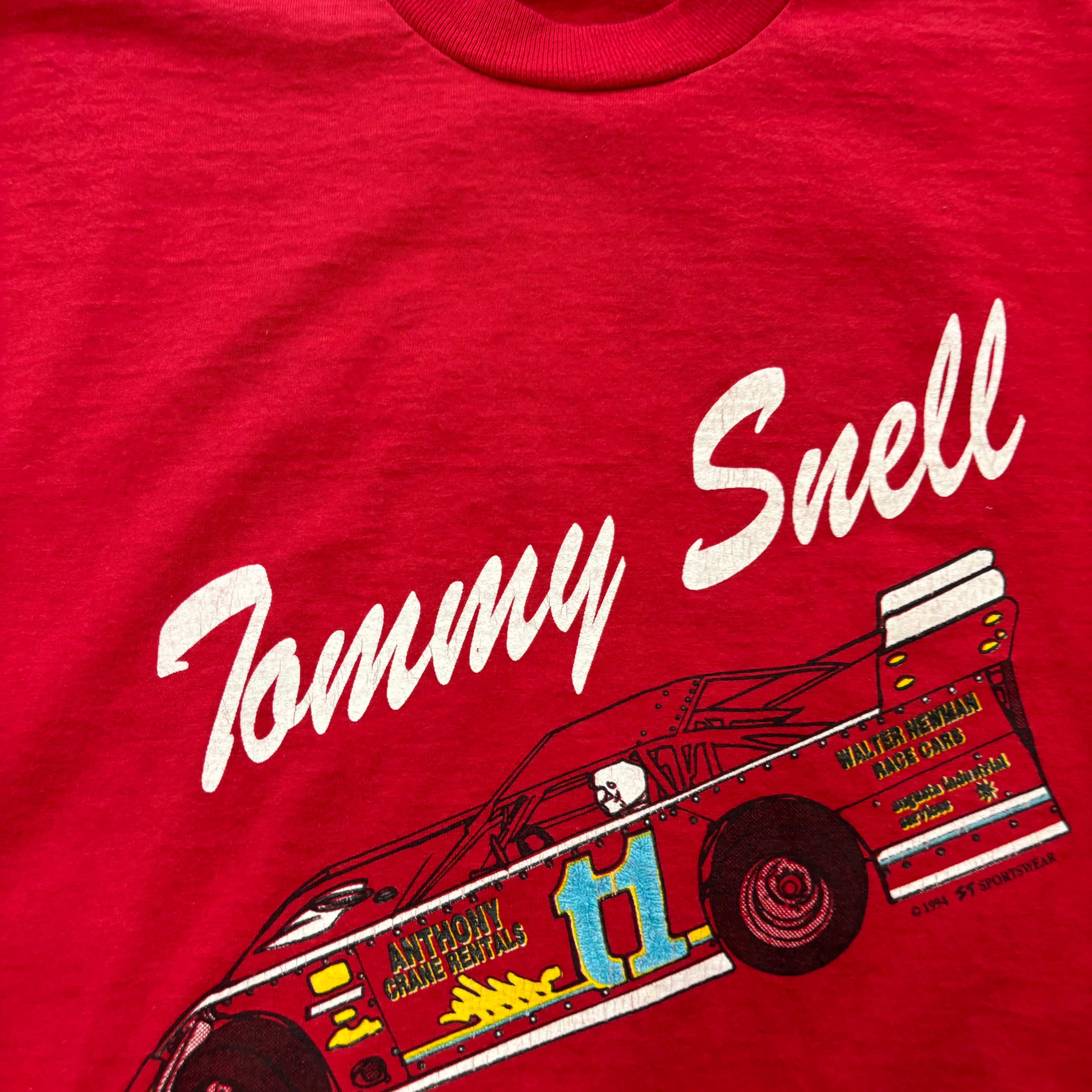 Vintage T Shirt Mens XL Red Single Stitch Graphic Print 90s USA Racing (E)