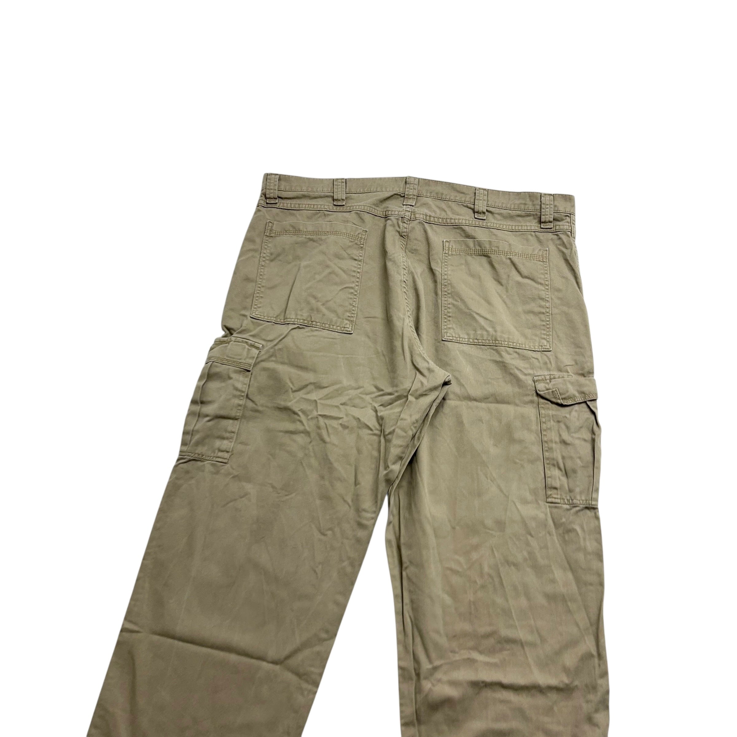 Wrangler Cargo Trousers W42 L32 Mens Beige Relaxed Baggy Fit Pants (E)