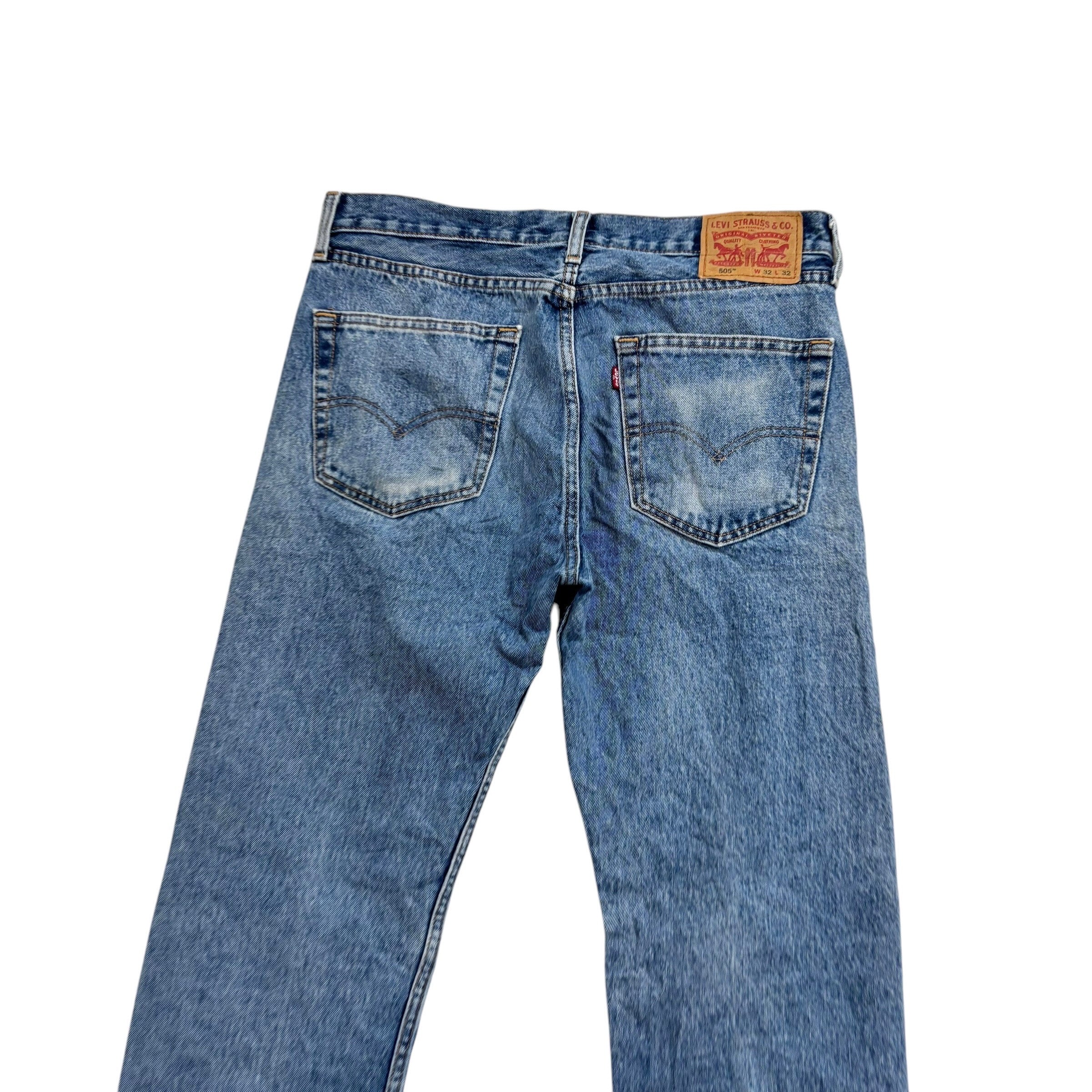Levis 505 Jeans W32 L32 Mens Light Blue Regular Straight Fit Denim