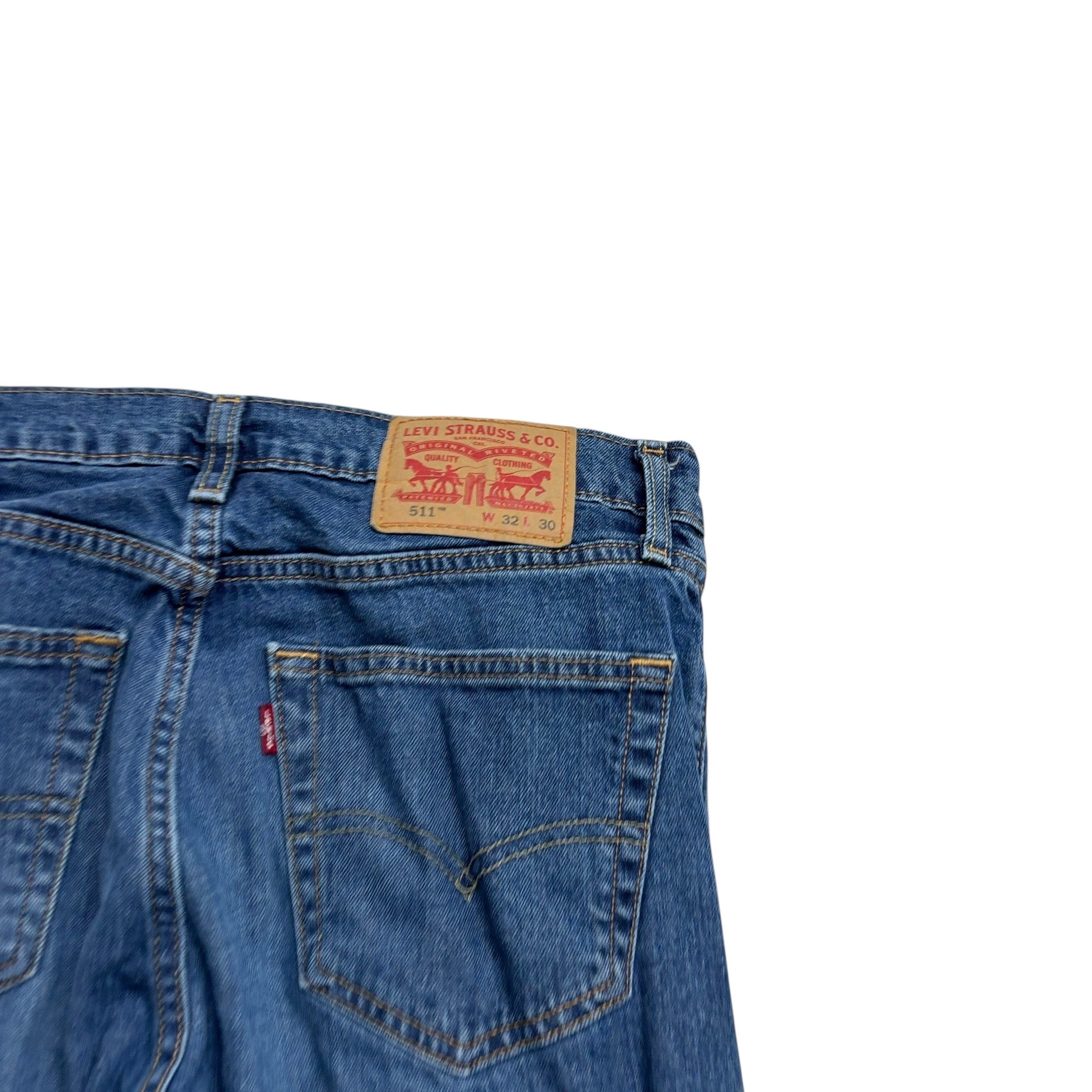 Levis 511 Jeans W31 L30 Mens Mid Blue Slim Fit Stretch Denim (F)