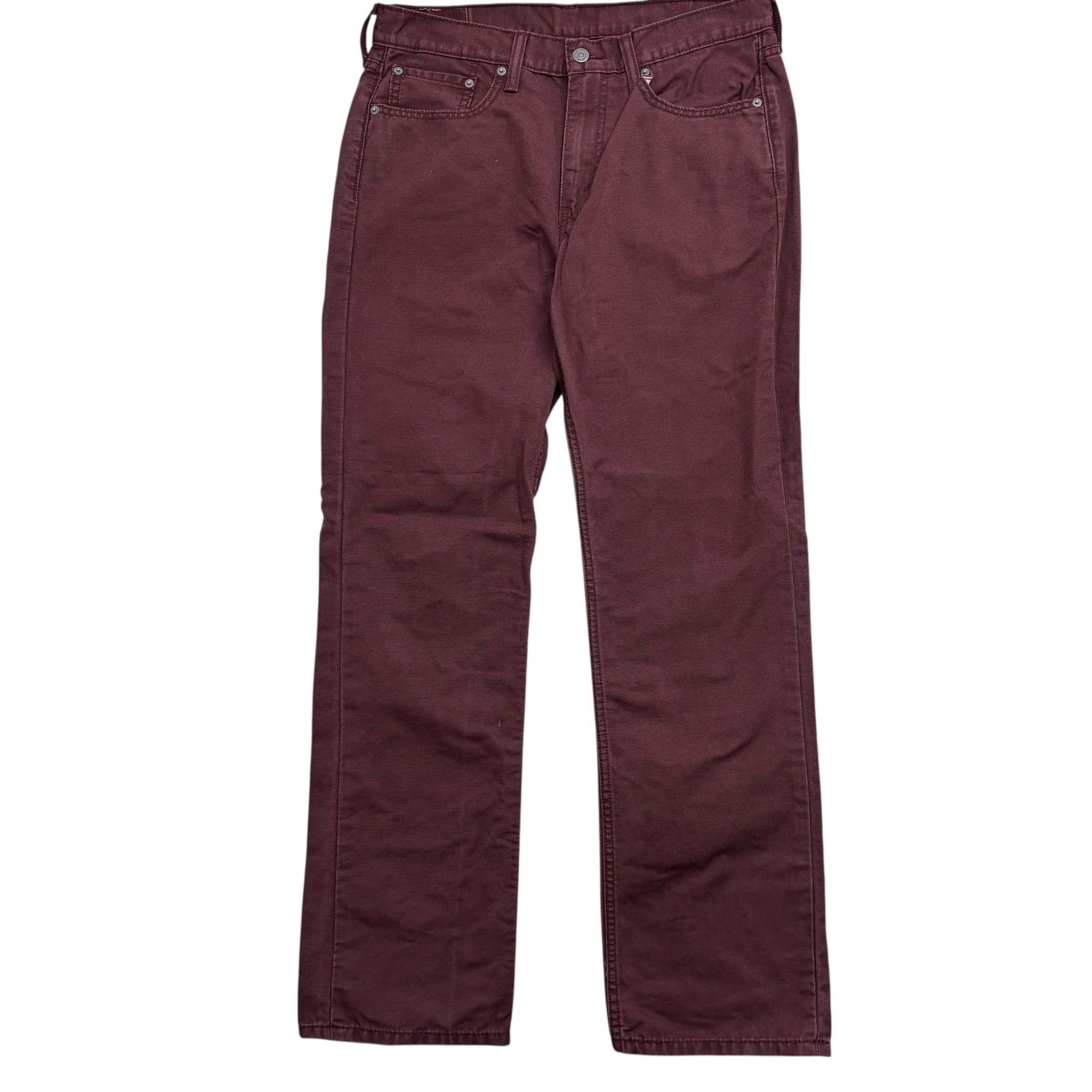 Levis 514 Jeans W33 L32 Mens Burgundy Regular Straight Fit Pants (E)