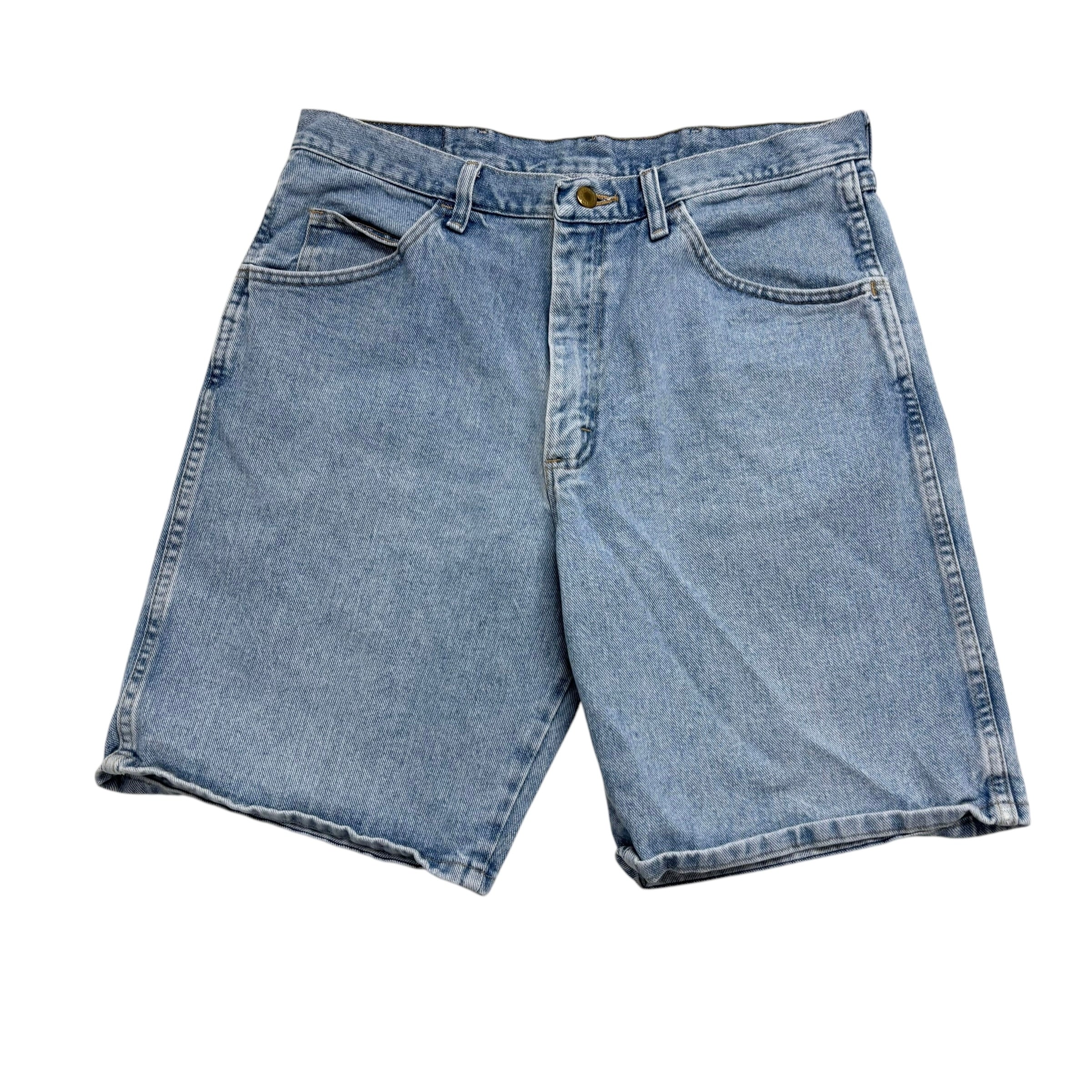Vintage Wrangler Baggy Jorts W34 Mens Denim Shorts Light Blue Relaxed Fit (E)