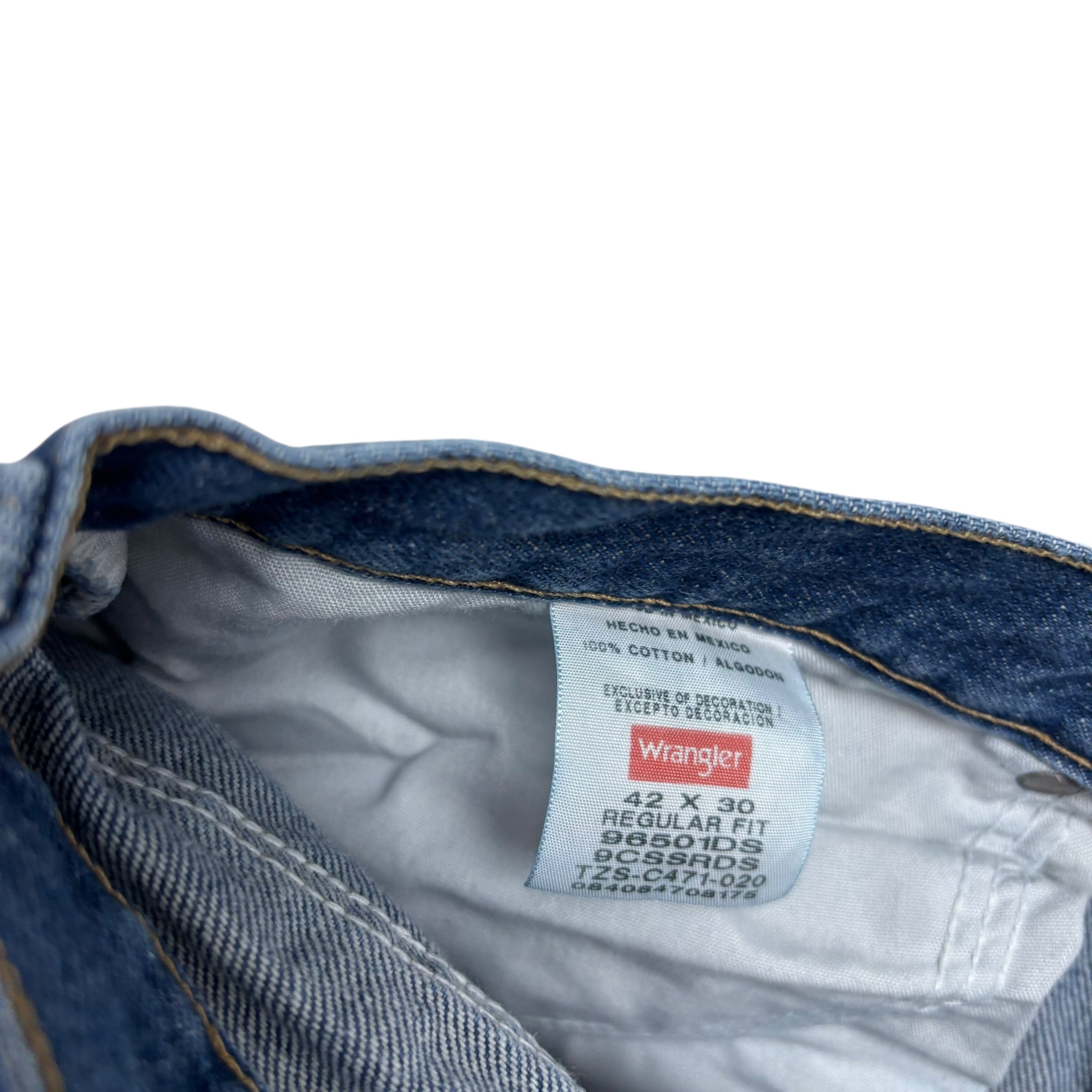 Wrangler Jeans W42 L30 Mens Mid Blue Regular Straight Fit Denim (E)