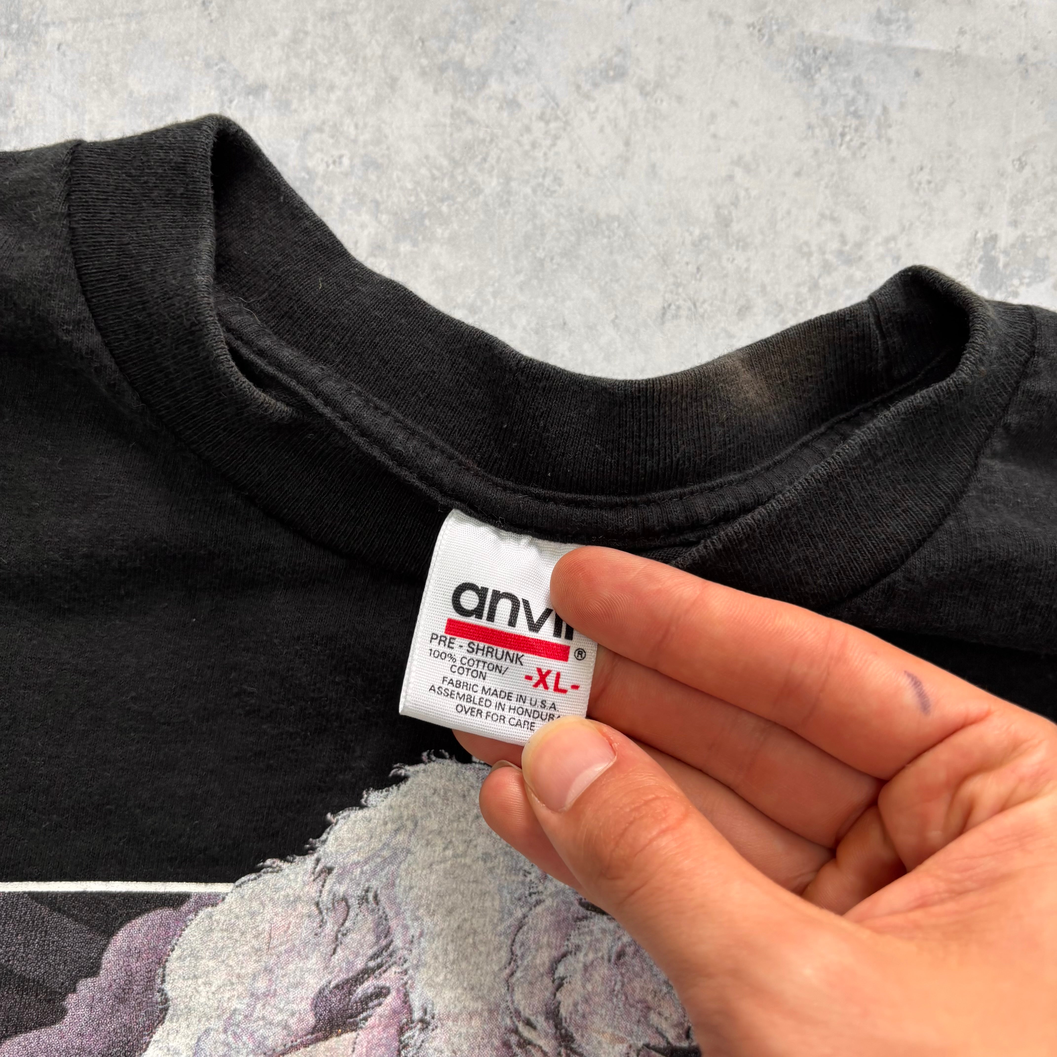 Vintage T Shirt Mens XL Black Single Stitch Graphic Print 90s USA Wolves