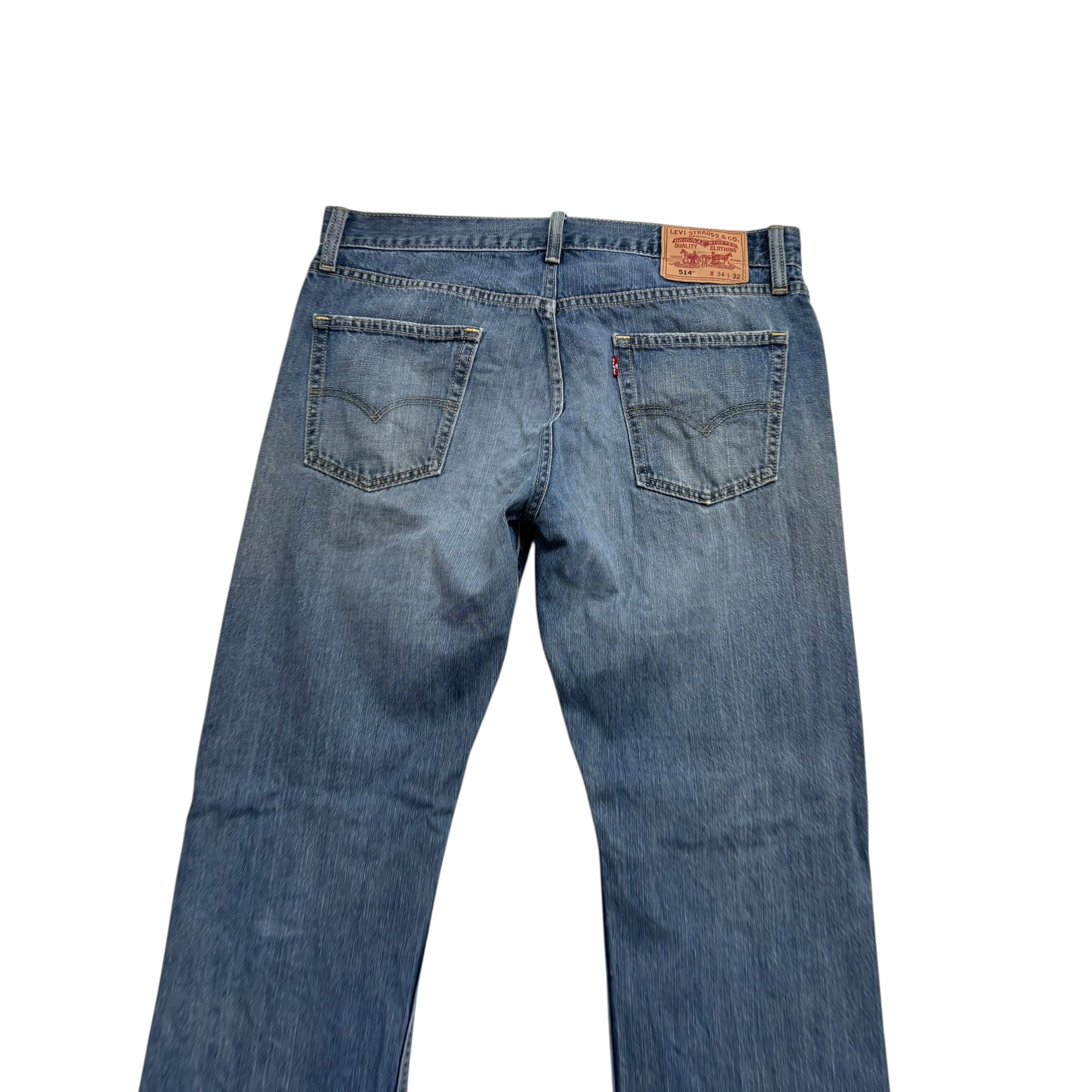 Levis 514 Jeans W34 L32 Mens Mid Blue Regular Straight Fit Vintage Denim