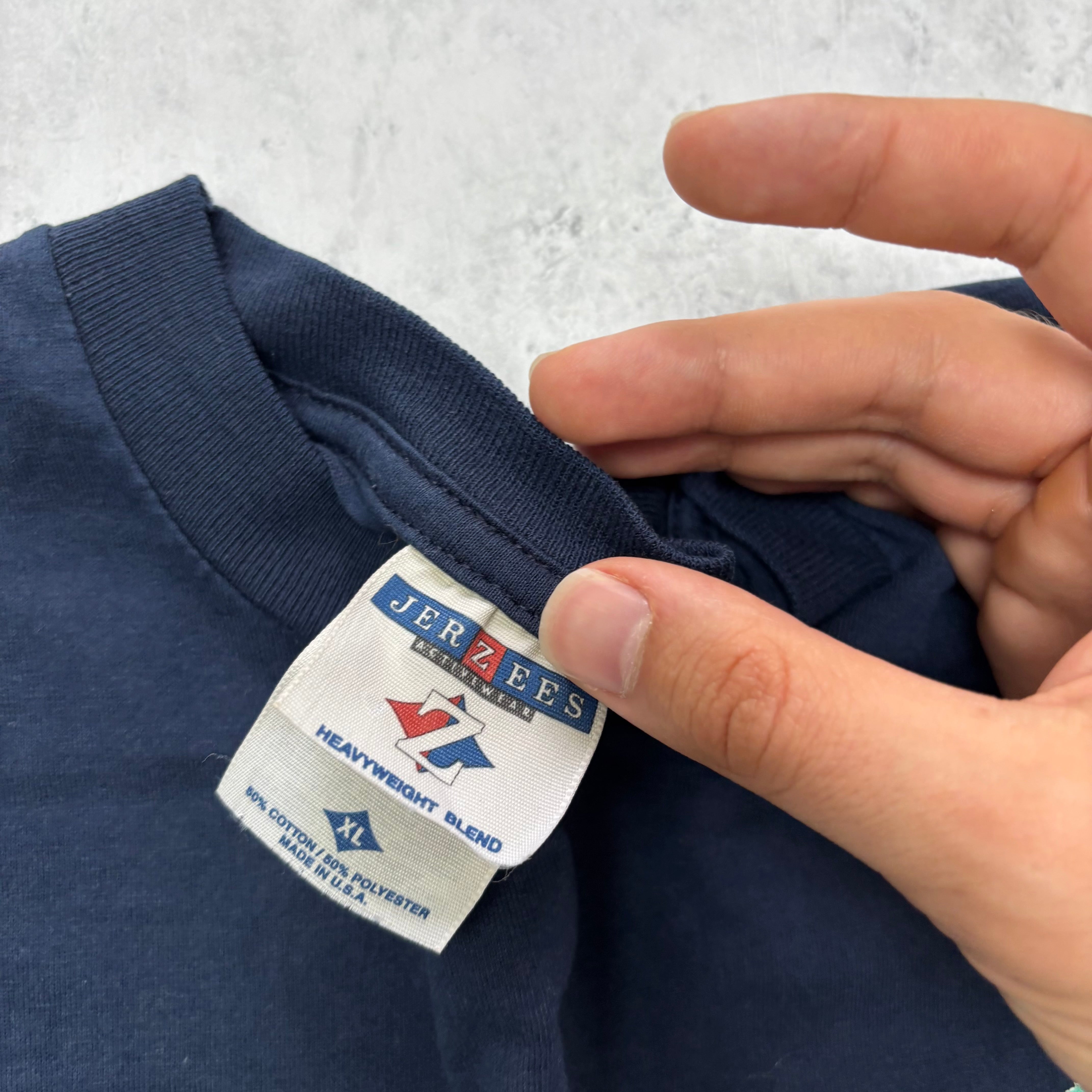 Vintage T Shirt Mens XL Navy Blue Graphic Print 90s Cute