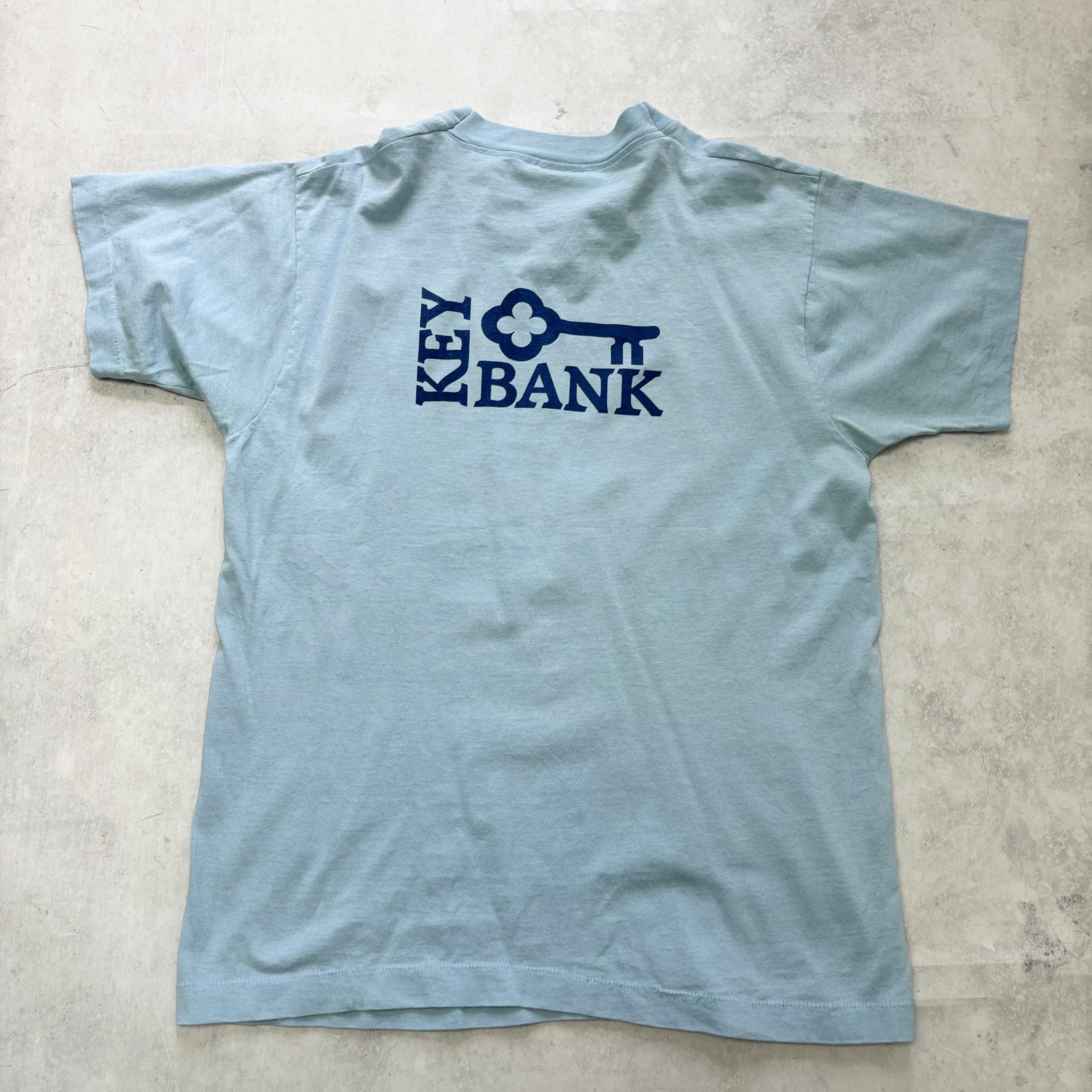 Vintage T Shirt Mens Medium Blue Single Stitch Graphic Print 90s USA