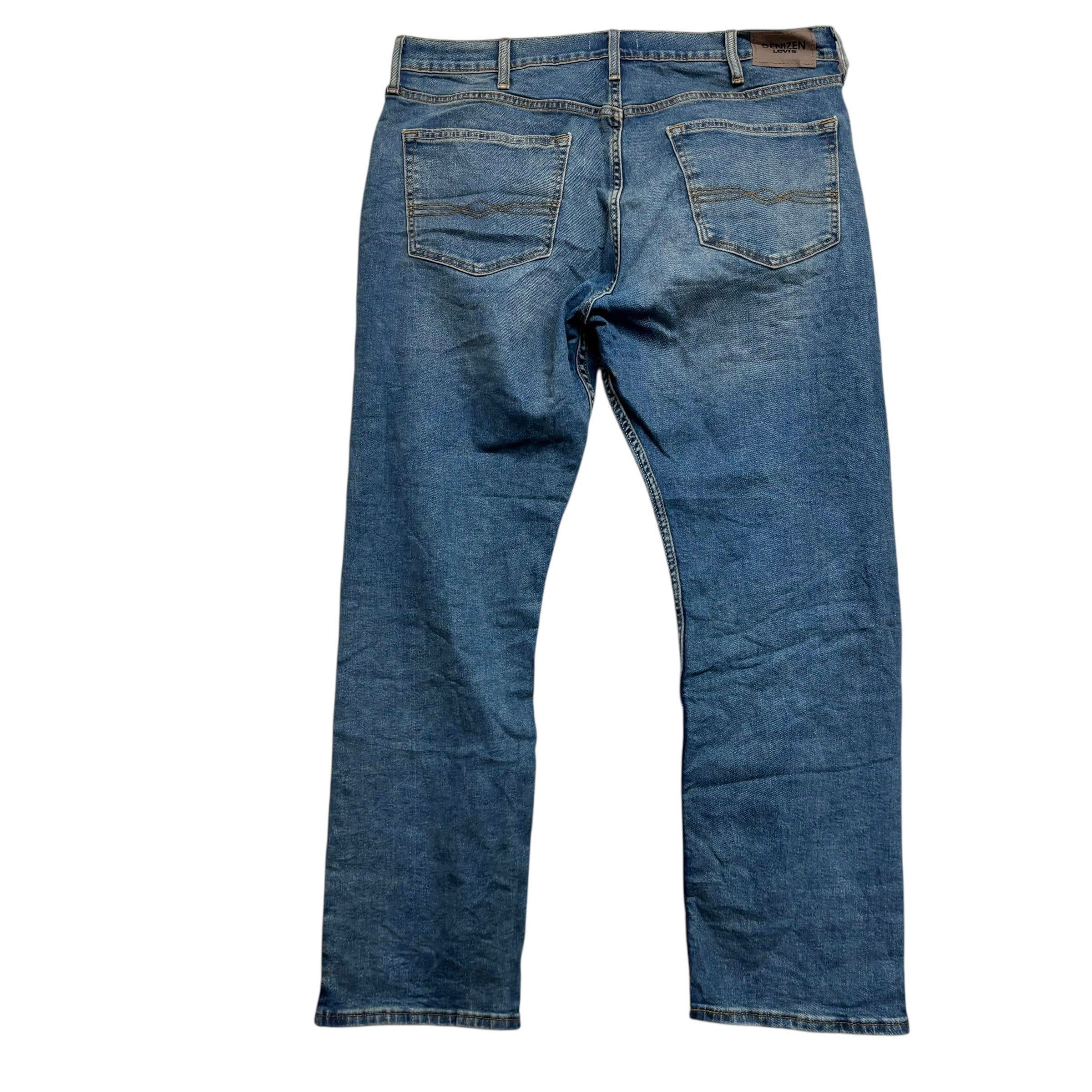 Levis Denizen Jeans W38 L30 Mens Mid Blue Slim Straight Fit Stretch Denim (E)