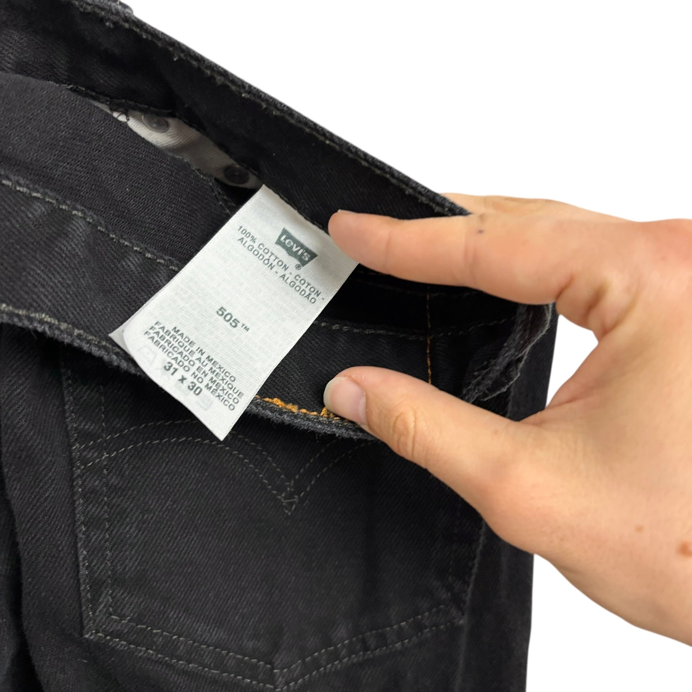 Levis 505 Jeans W31 L25 Mens Black Regular Straight Fit Vintage Denim (E)