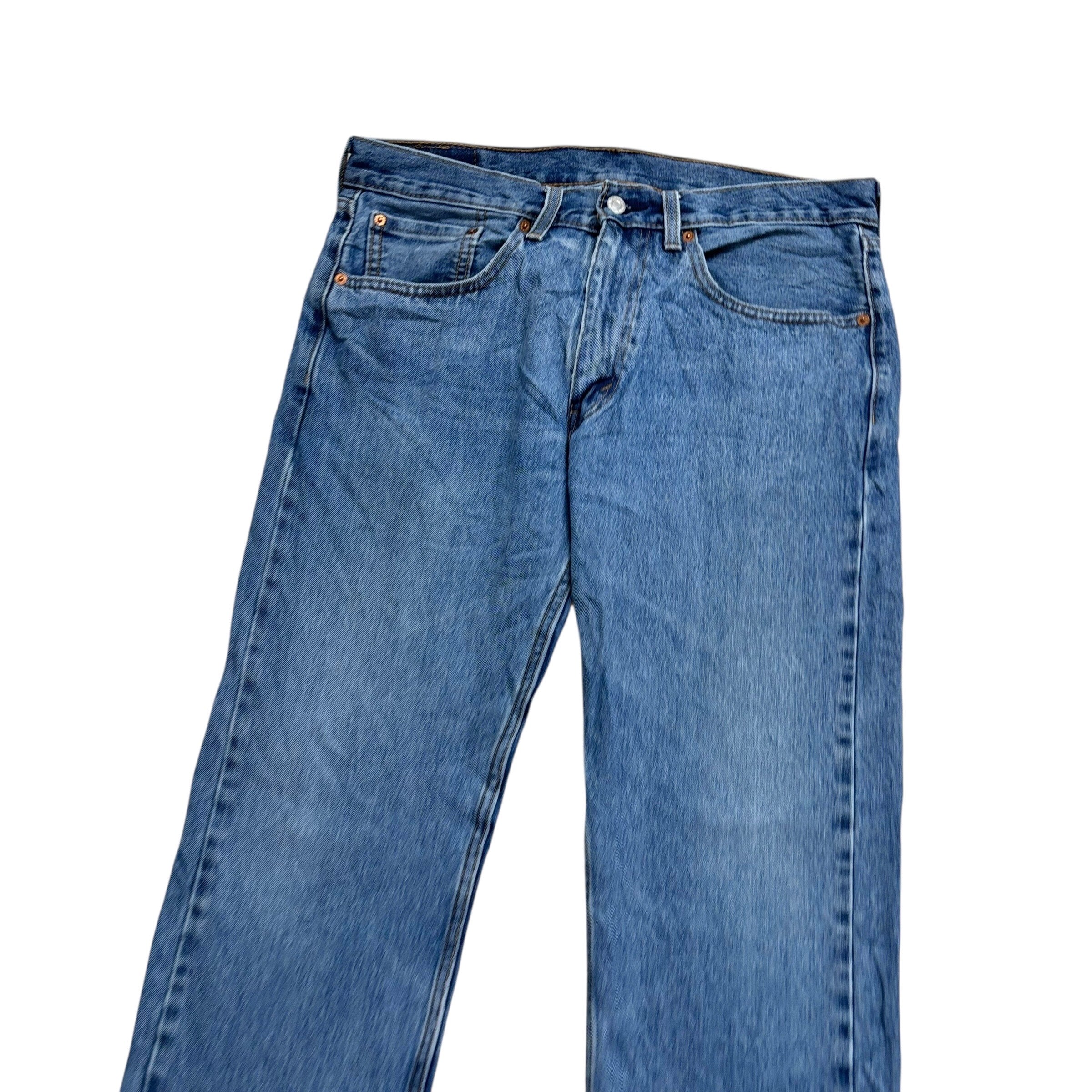 Levis 505 Jeans W34 L29 Mens Mid Blue Regular Straight Fit Denim (E)