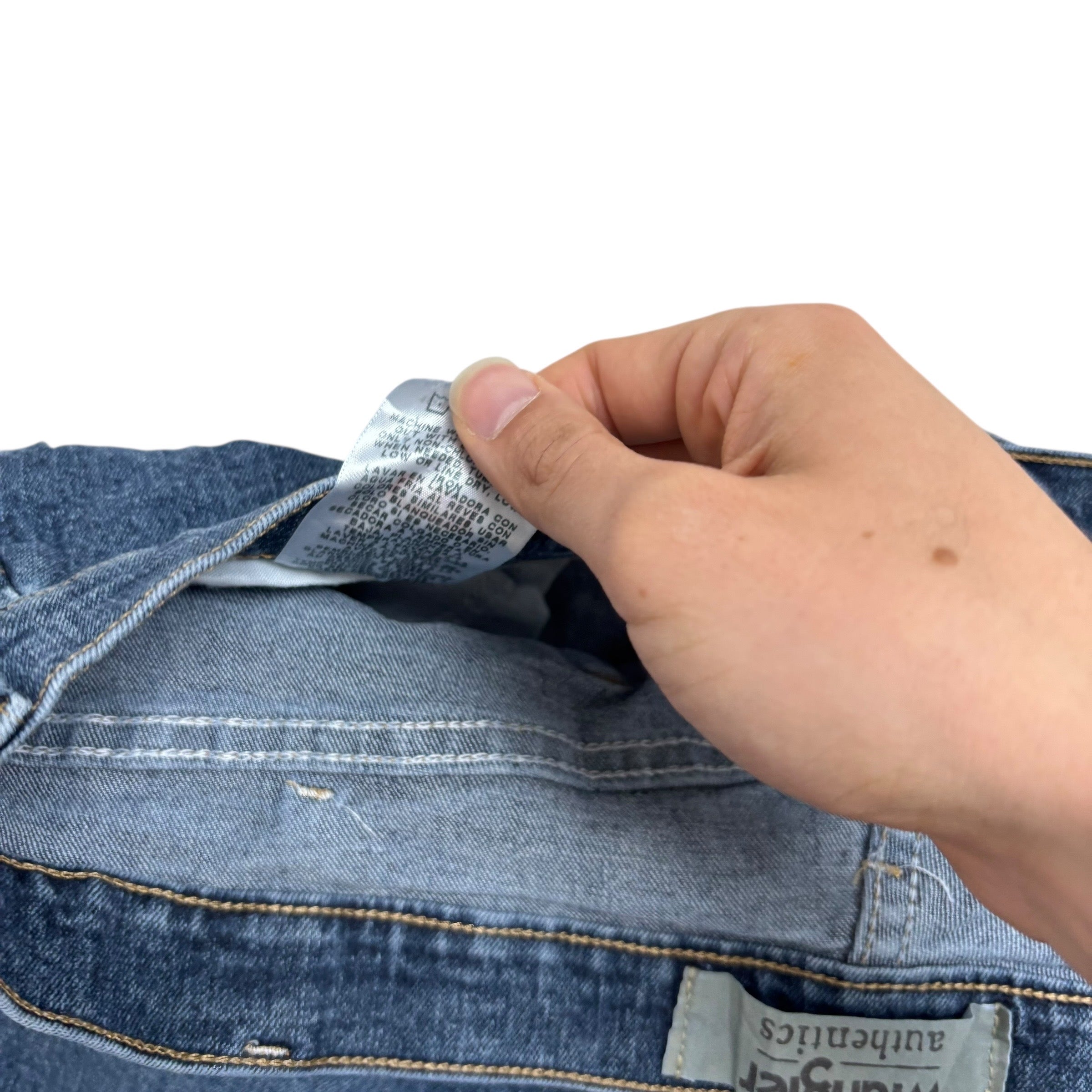 Wrangler Jeans W40 L30 Mens Mid Blue Relaxed Straight Fit Stretch Denim (E)