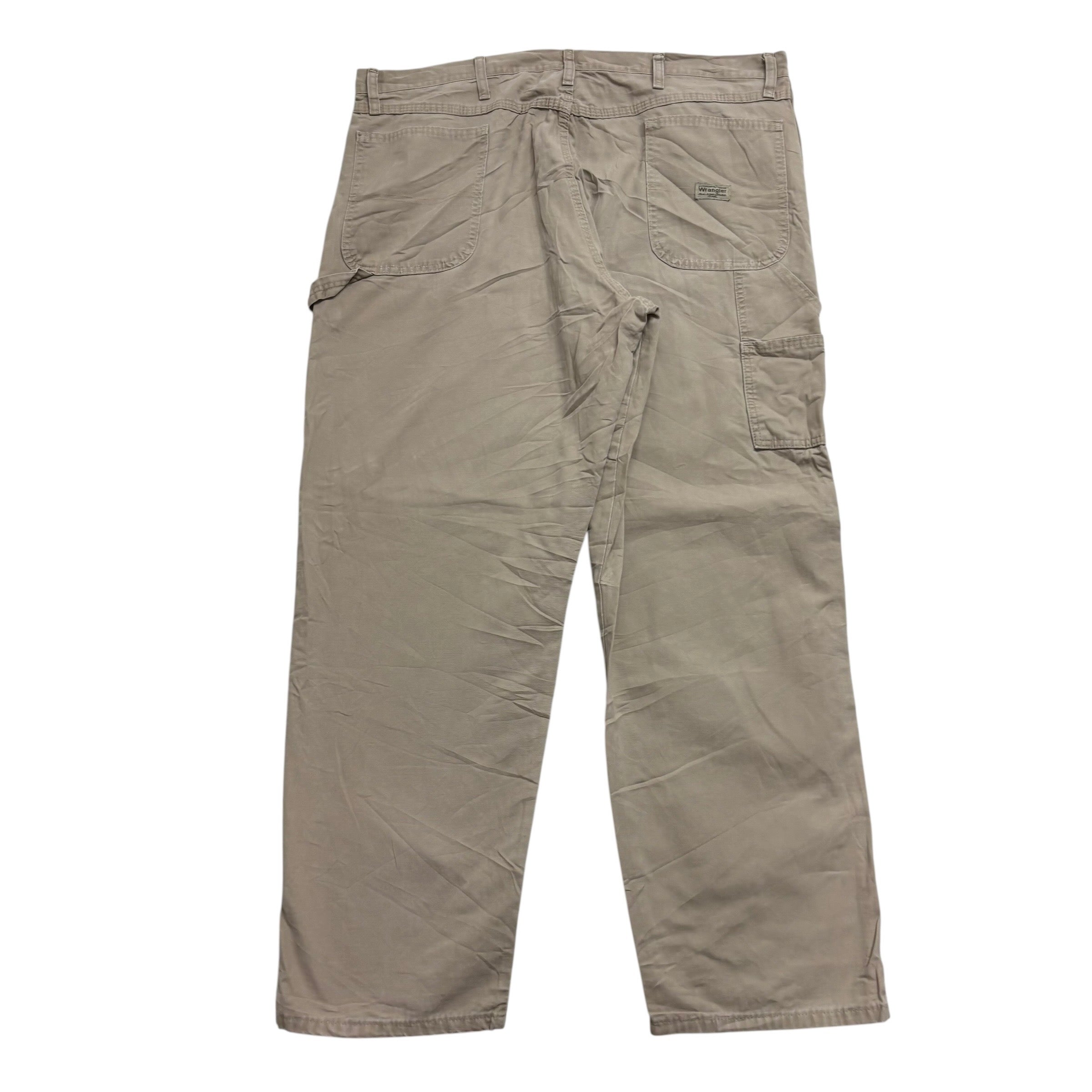 Wrangler Carpenter Pants W42 L32 Mens Beige Relaxed Straight Fit Trousers (E)
