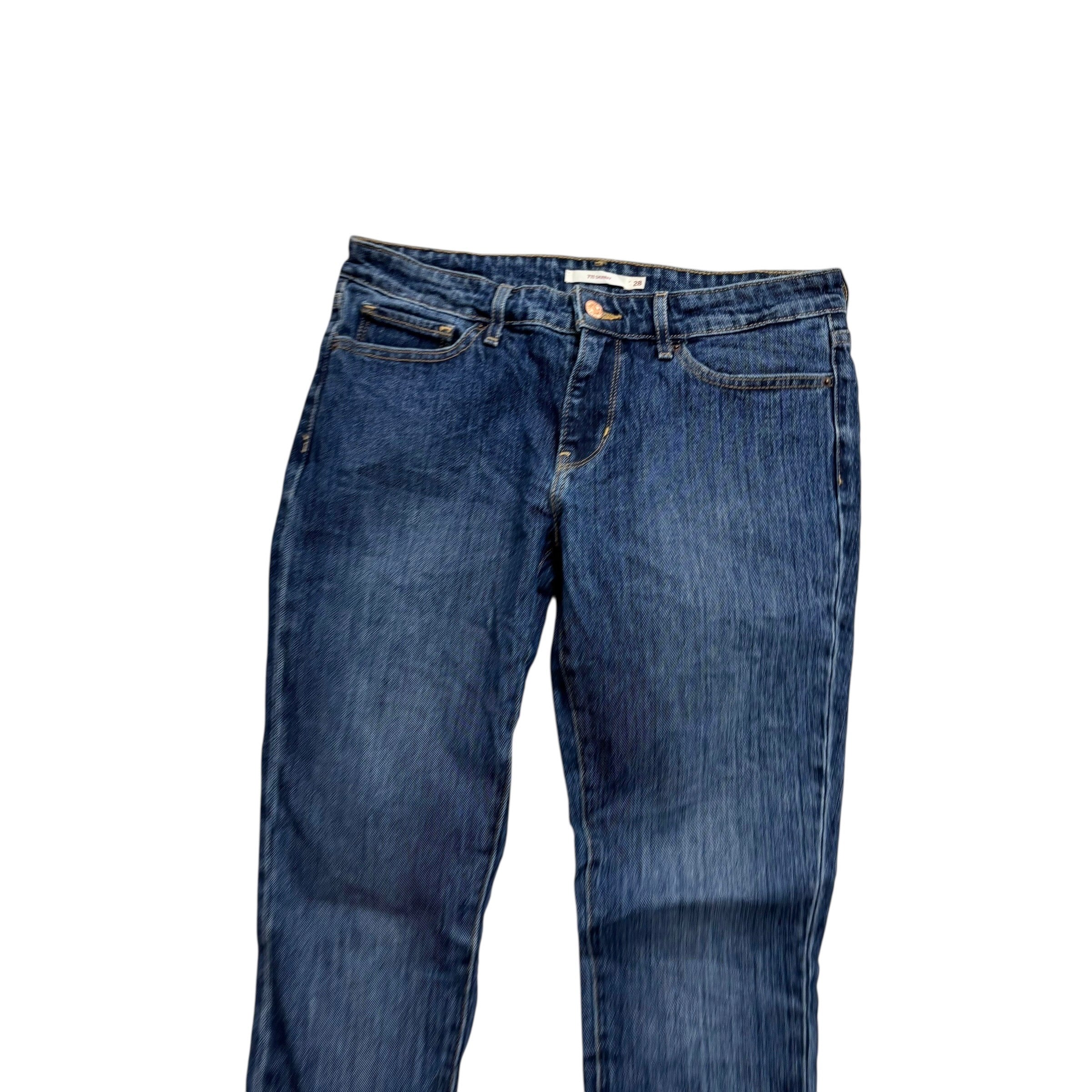 Levis 711 Jeans W28 L30 Womens Skinny Fit Mid Blue Stretch Denim (E)