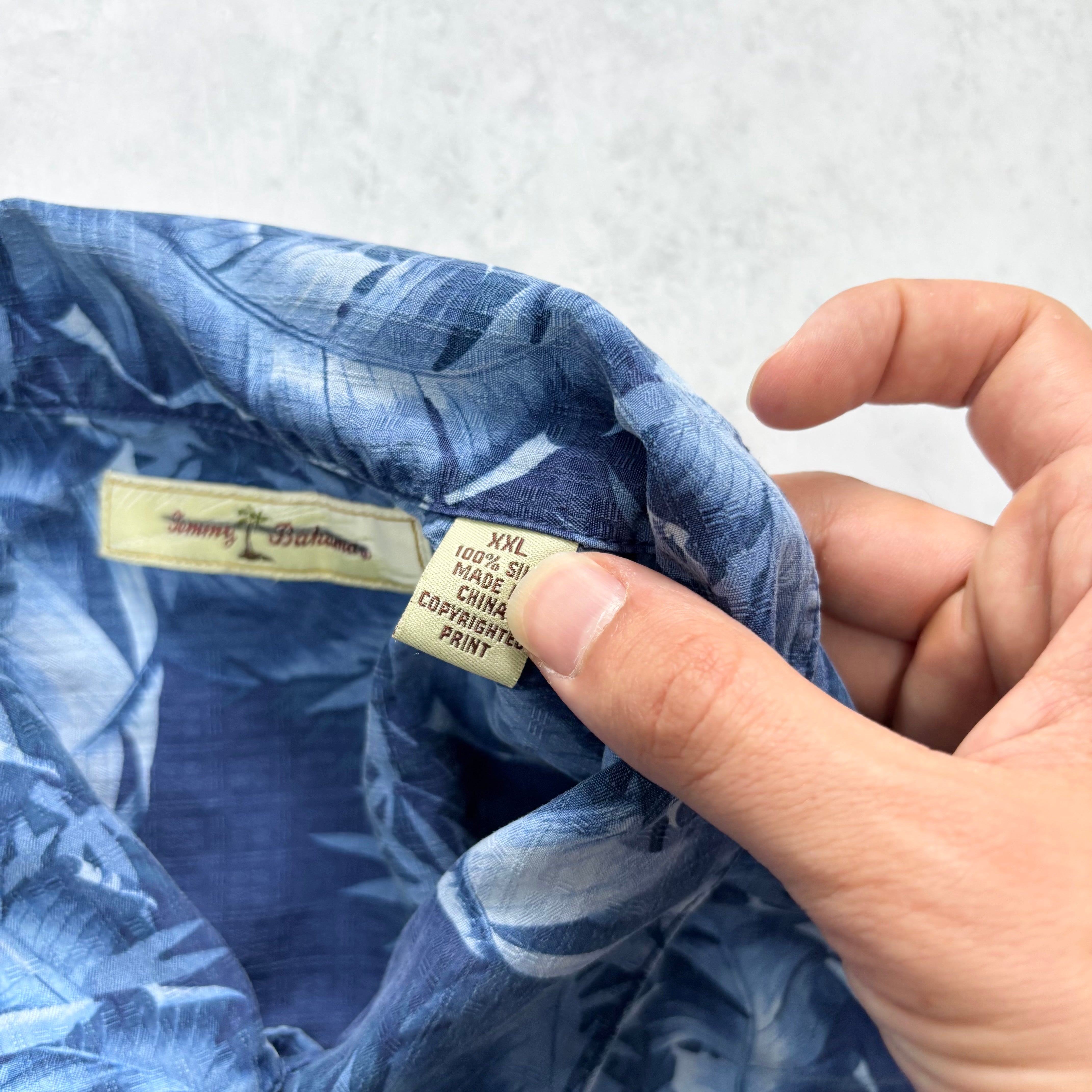 Vintage Hawaiian Shirt Mens 3XL Blue Floral Tommy Bahama Short Sleeve Silk