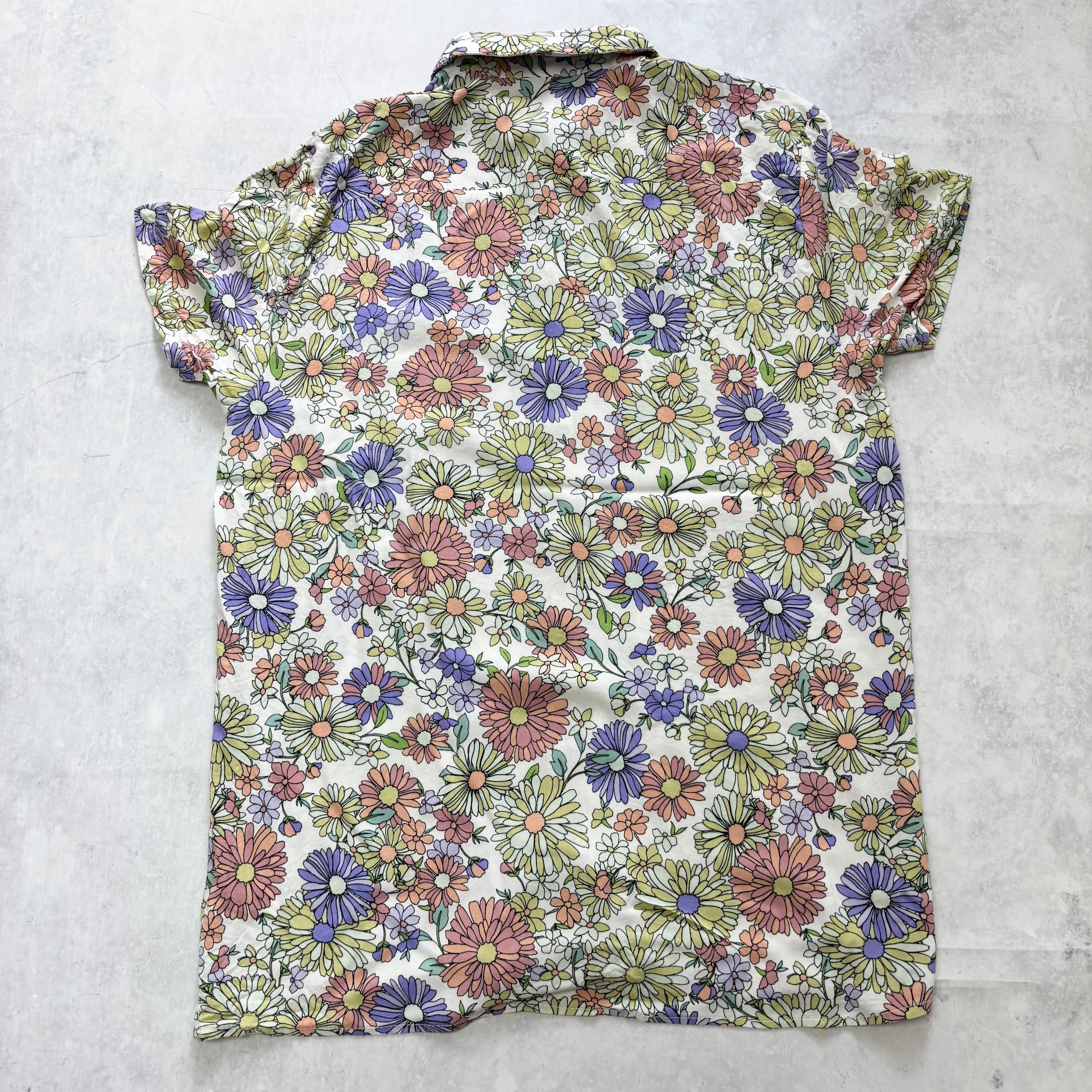 Hawaiian Shirt Mens Large Multi Floral Aloha Short Sleeve Rayon Slim Fit (E)