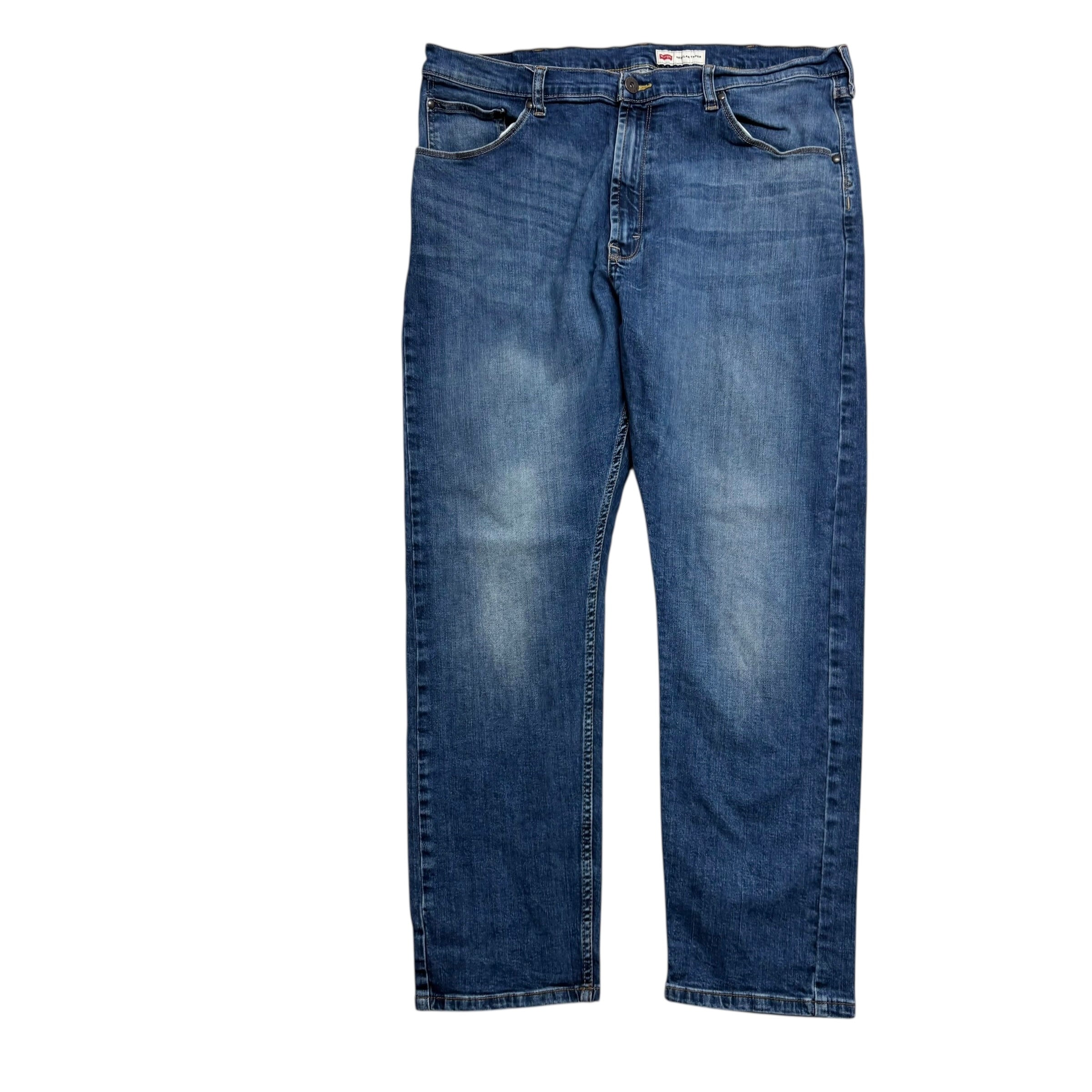 Wrangler Jeans W38 L30 Mens Mid Blue Regular Tapered Fit Stretch Denim (E)