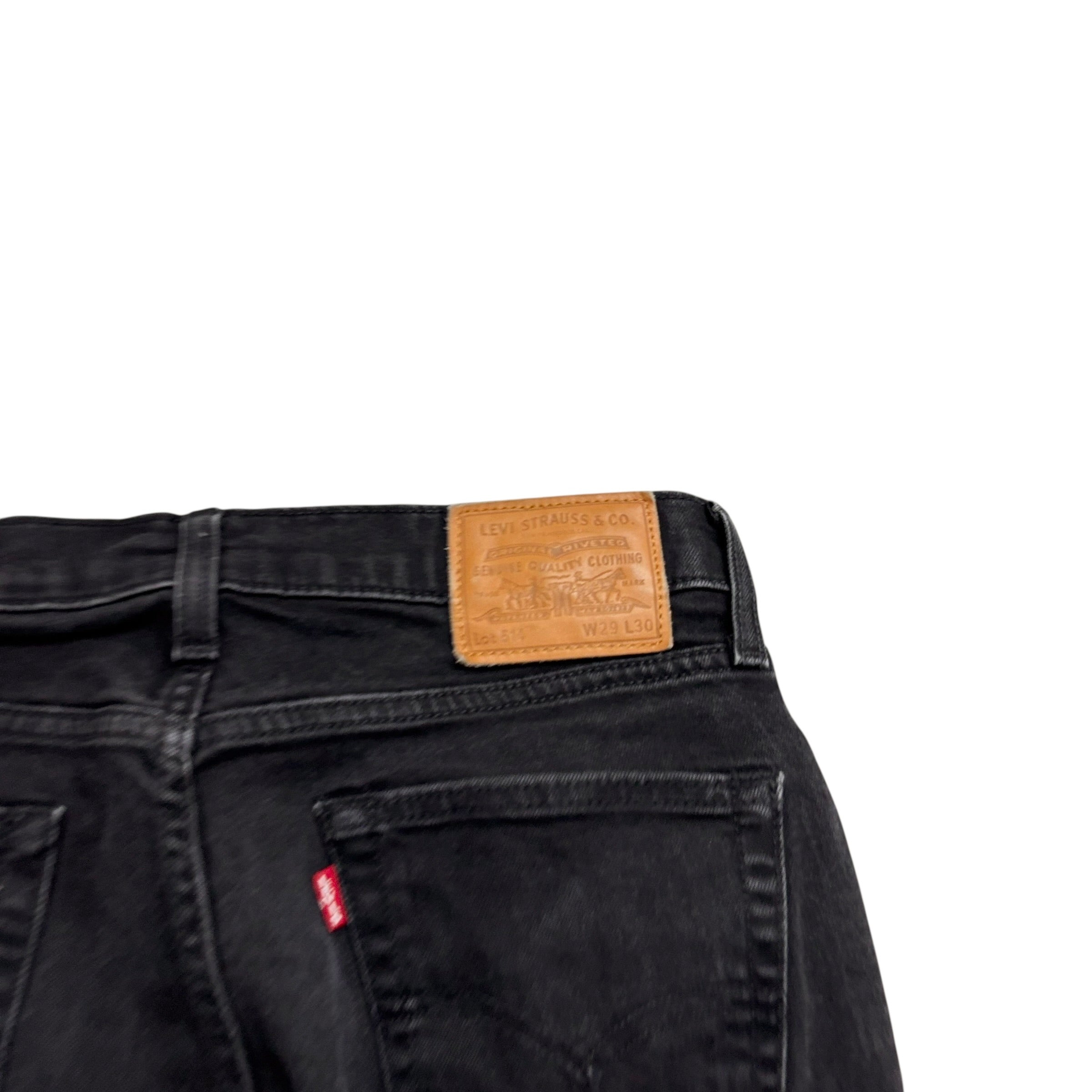 Levis 514 Jeans W29 L30 Mens Black Regular Straight Stretch Premium Denim (E)