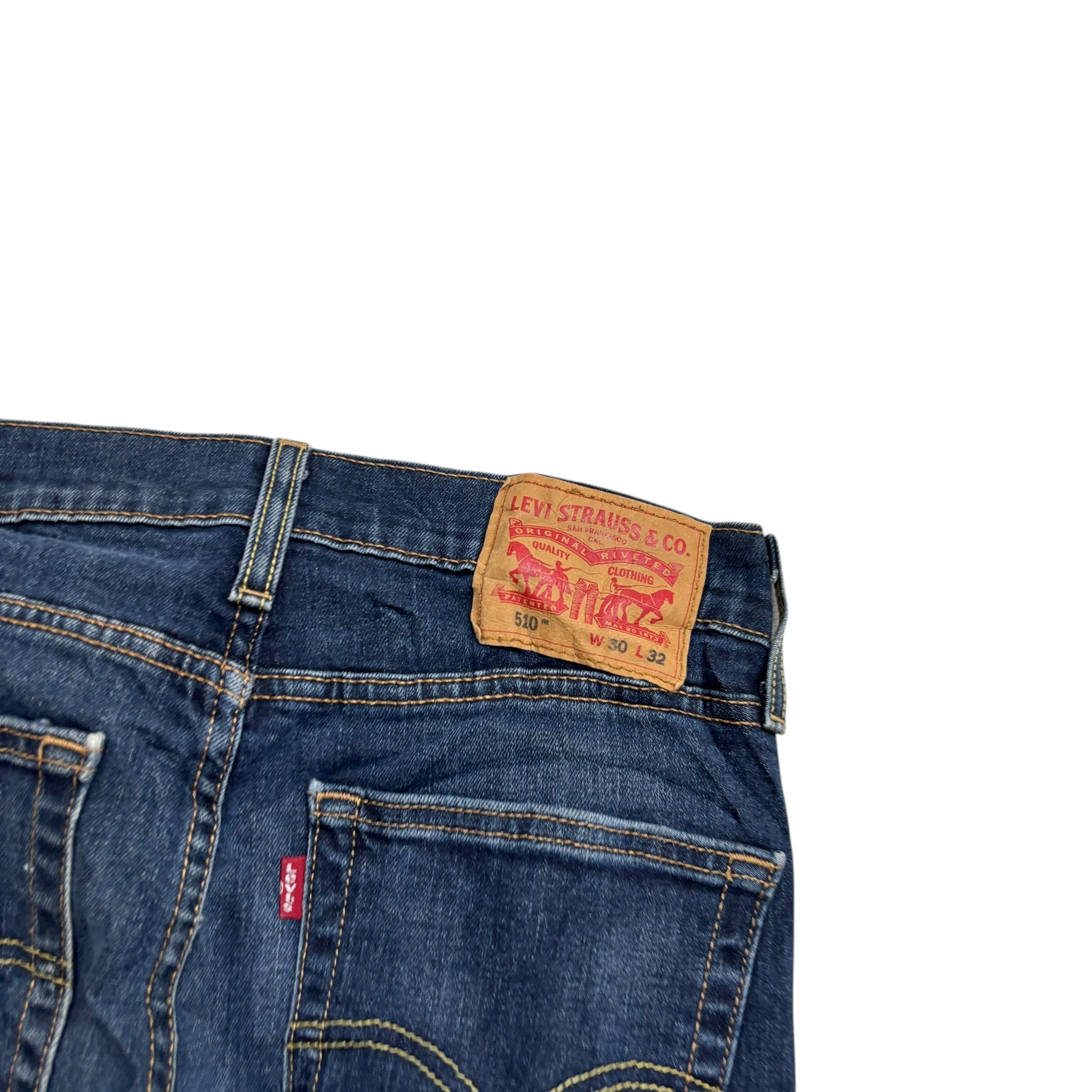 Levis 510 Jeans W28 L30 Mens Dark Blue Skinny Fit Stretch Denim (E)