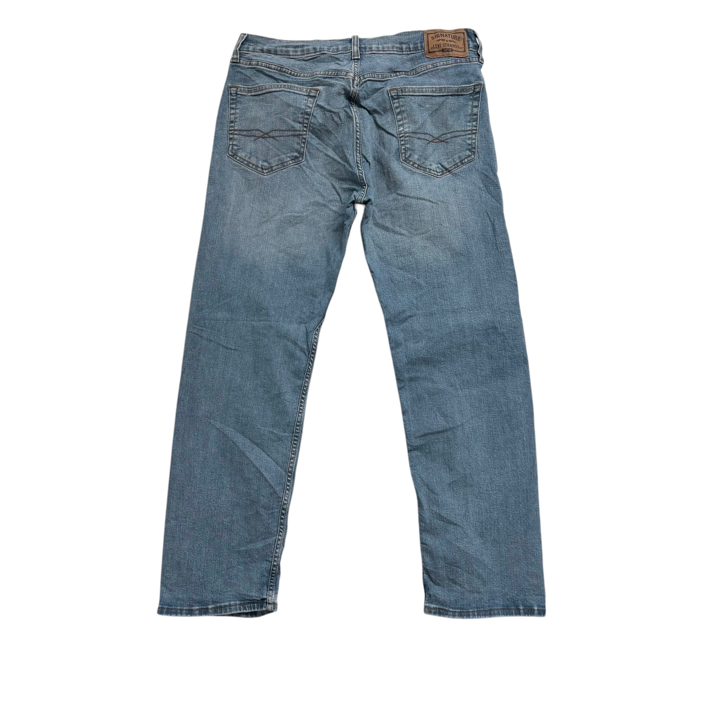 Levis Signature Jeans W32 L30 Mens Mid Blue Regular Straight Fit Stretch Denim