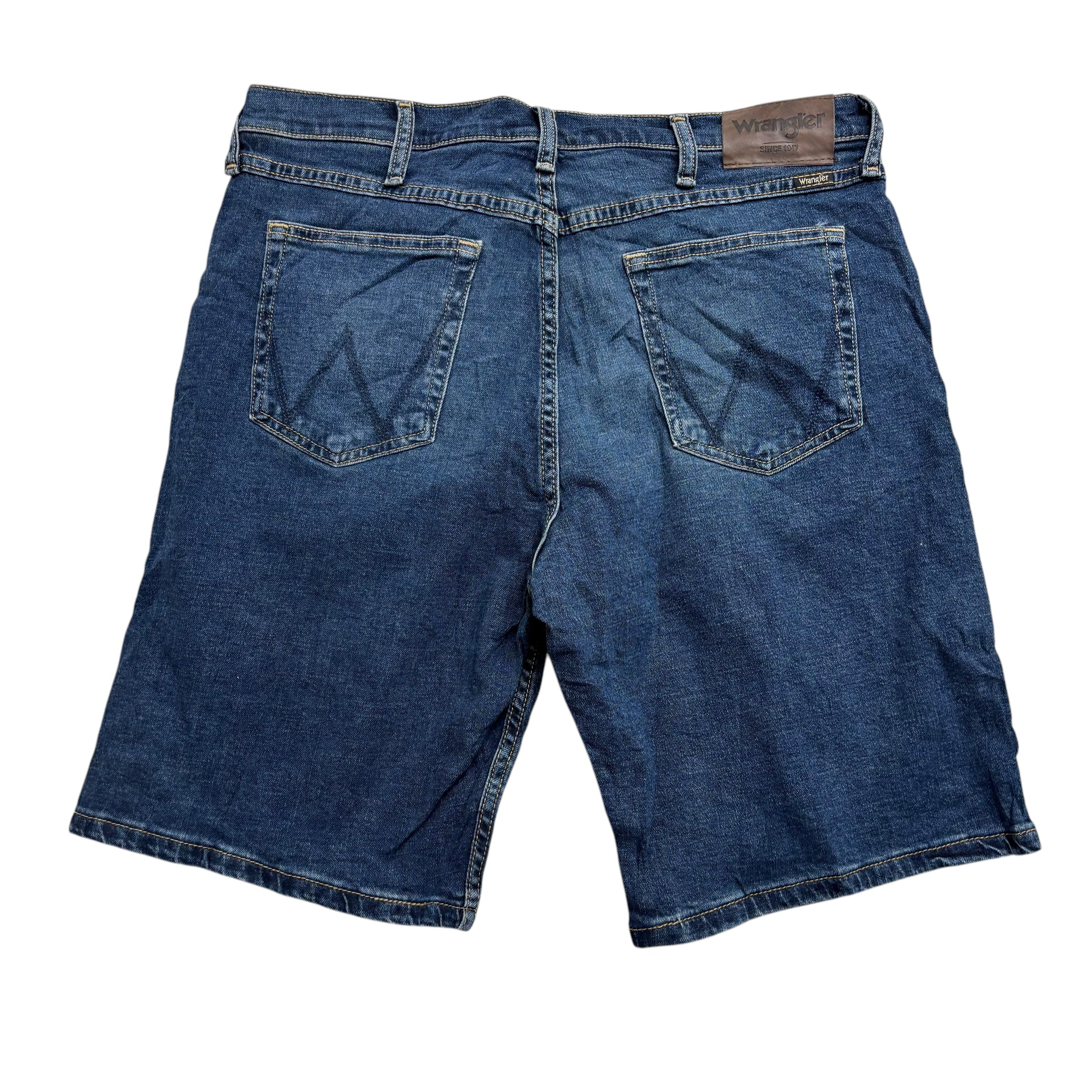Wrangler Baggy Jorts W34 Mens Denim Shorts Dark Blue Relaxed Fit Stretch (E)