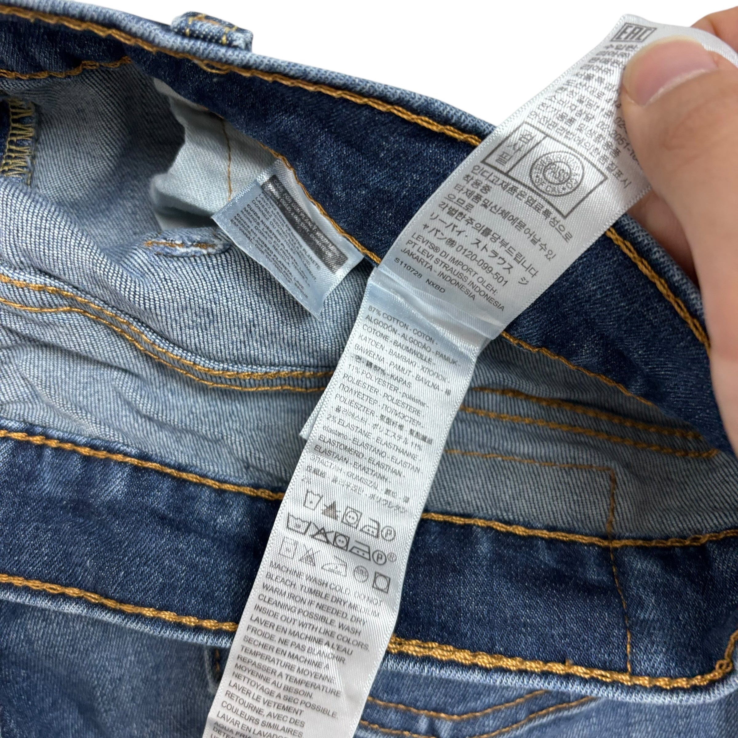 Levis 510 Jeans W34 L32 Mens Mid Blue Skinny Fit Stretch Denim