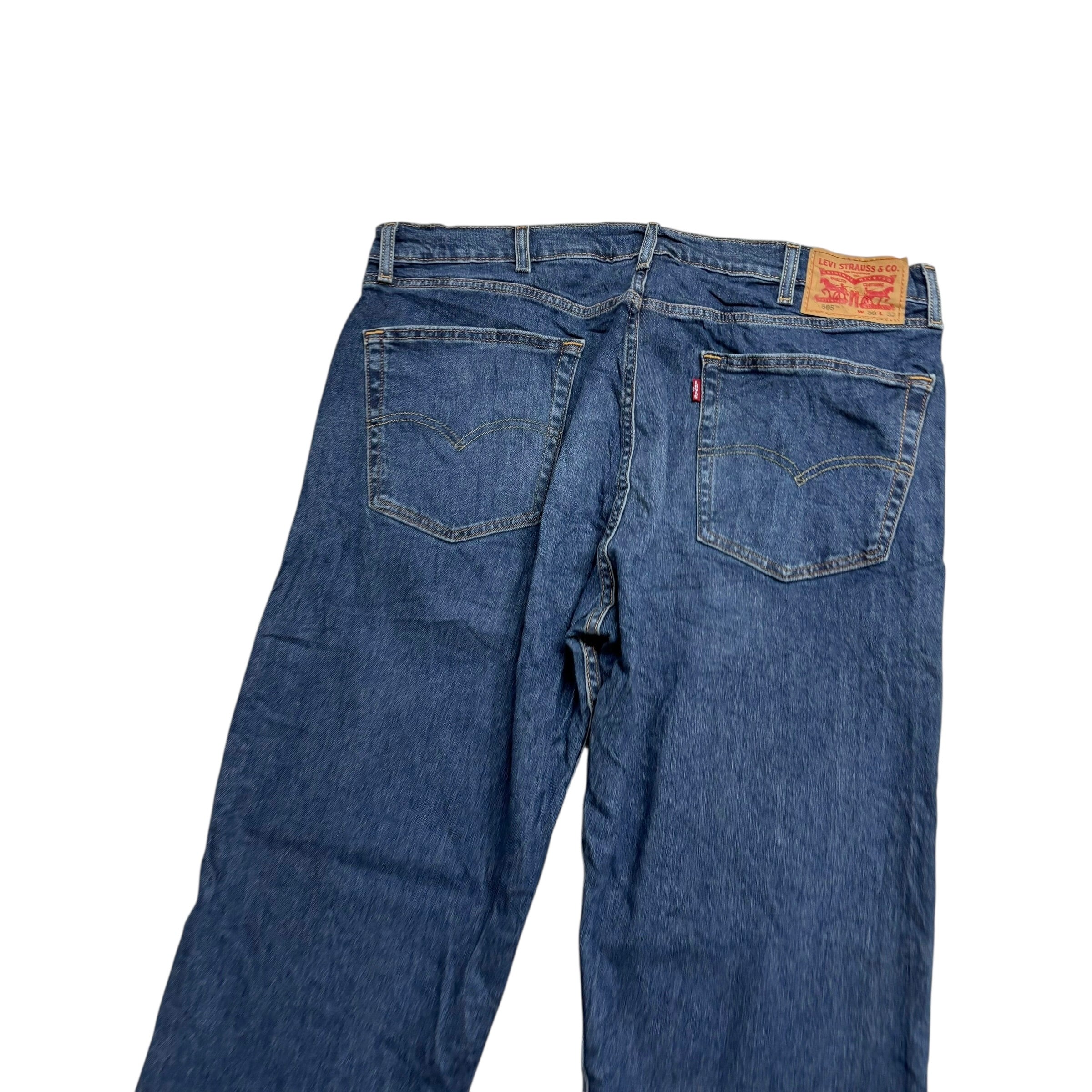 Levis 505 Jeans W38 L32 Mens Mid Blue Regular Straight Fit Stretch Denim (E)