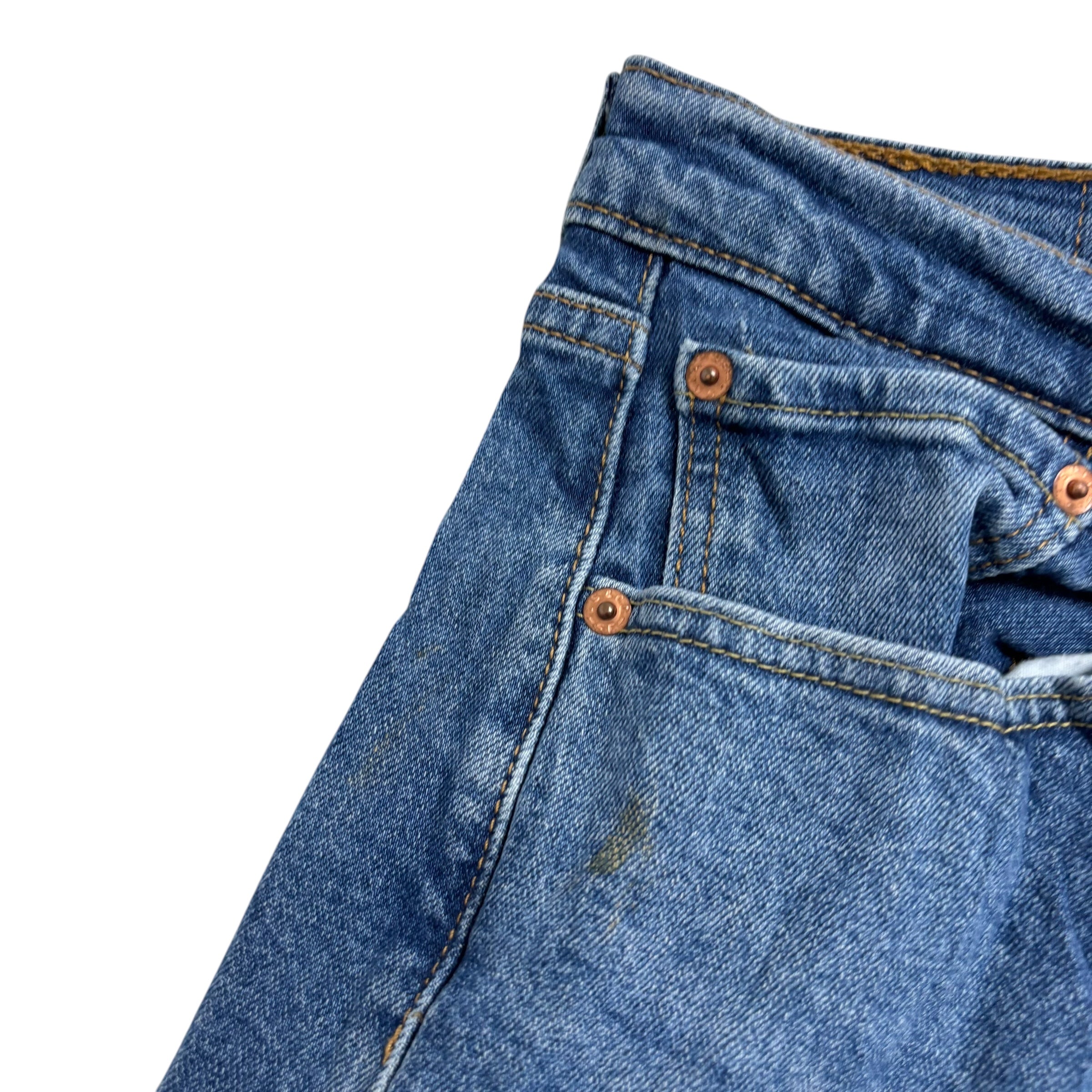 Levis 505 Jeans W32 L32 Mens Mid Blue Regular Straight Fit Stretch Denim