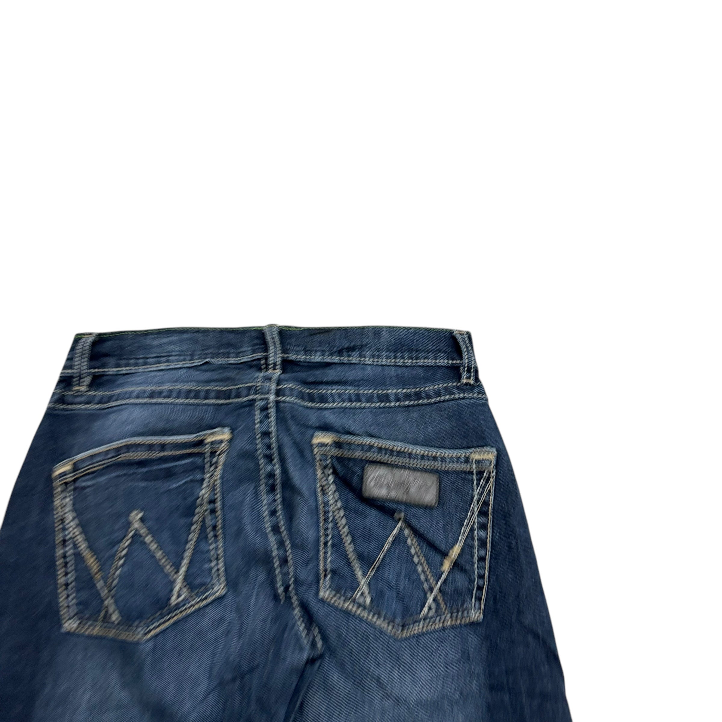 Wrangler Jeans W30 L32 Mens Dark Blue Regular Straight Fit Stretch Denim (E)