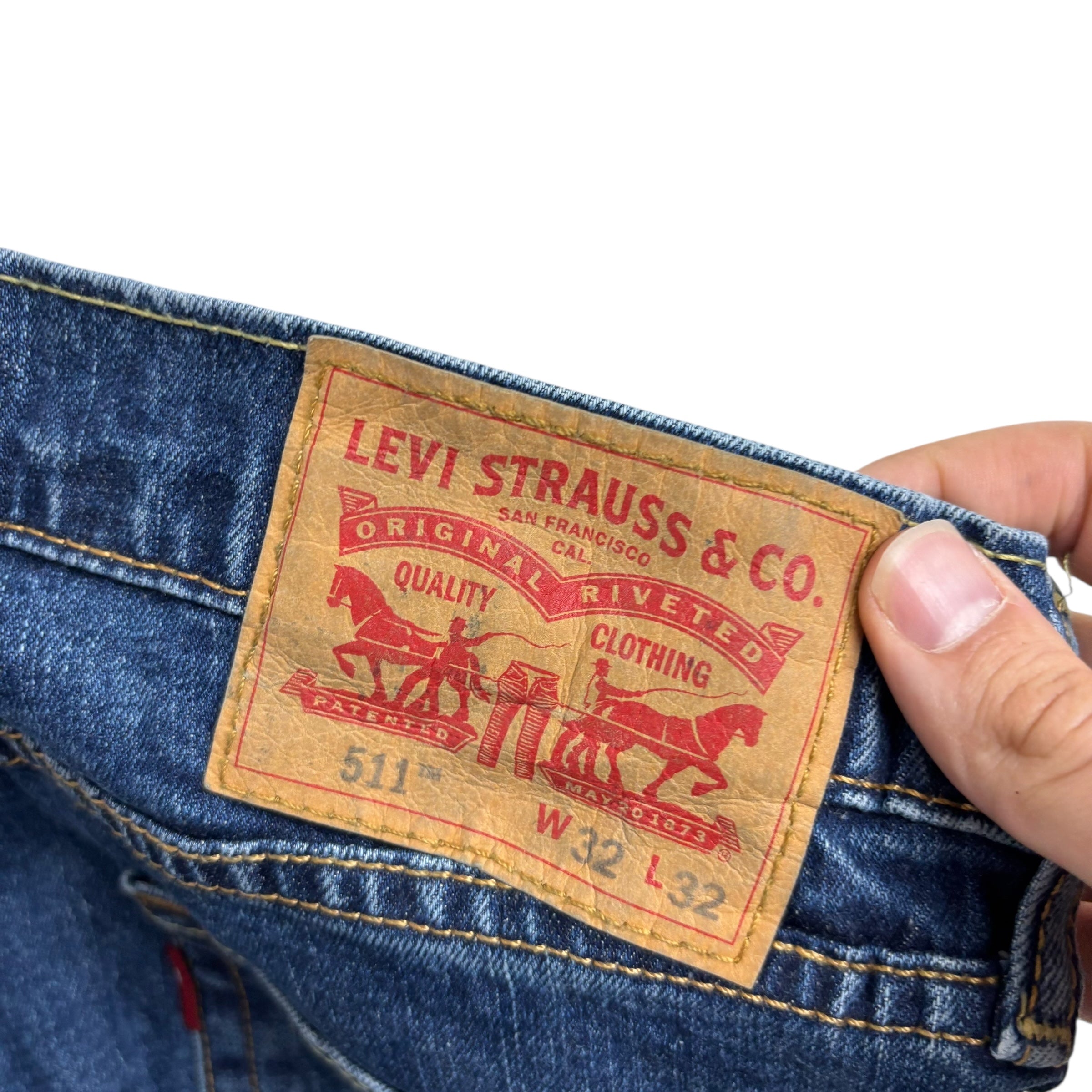 Levis 511 Jeans W32 L32 Mens Mid Blue Slim Fit Stretch Denim (E)