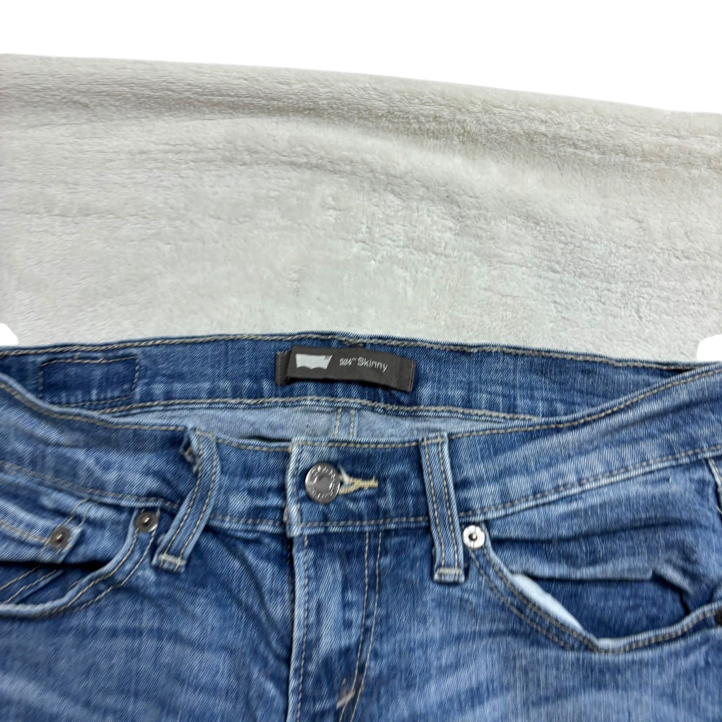 Levis 524 Jeans W27 L32 Womens Skinny Fit Mid Blue Stretch Denim