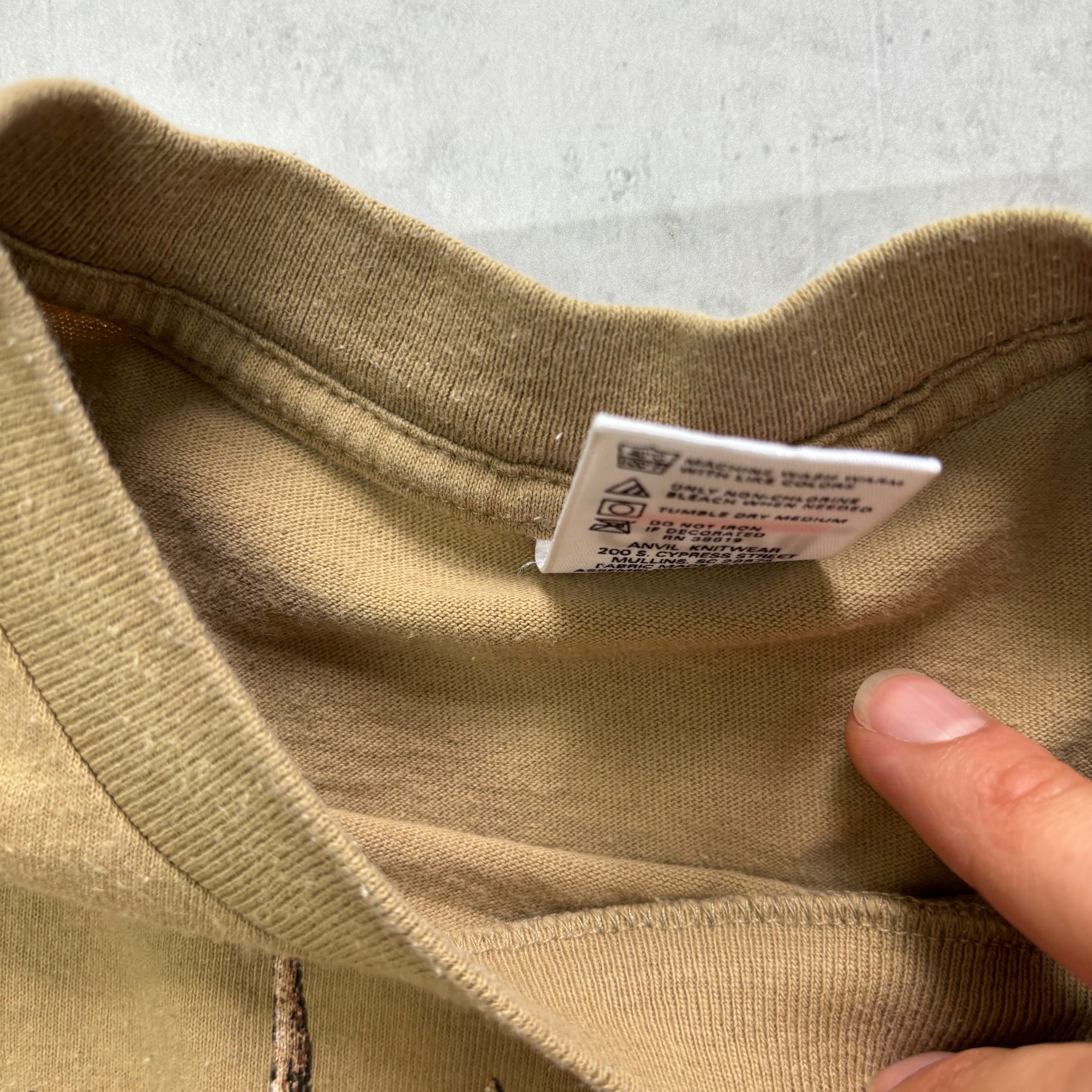 Vintage T Shirt Mens Large Brown Single Stitch Graphic Print 90s Nature