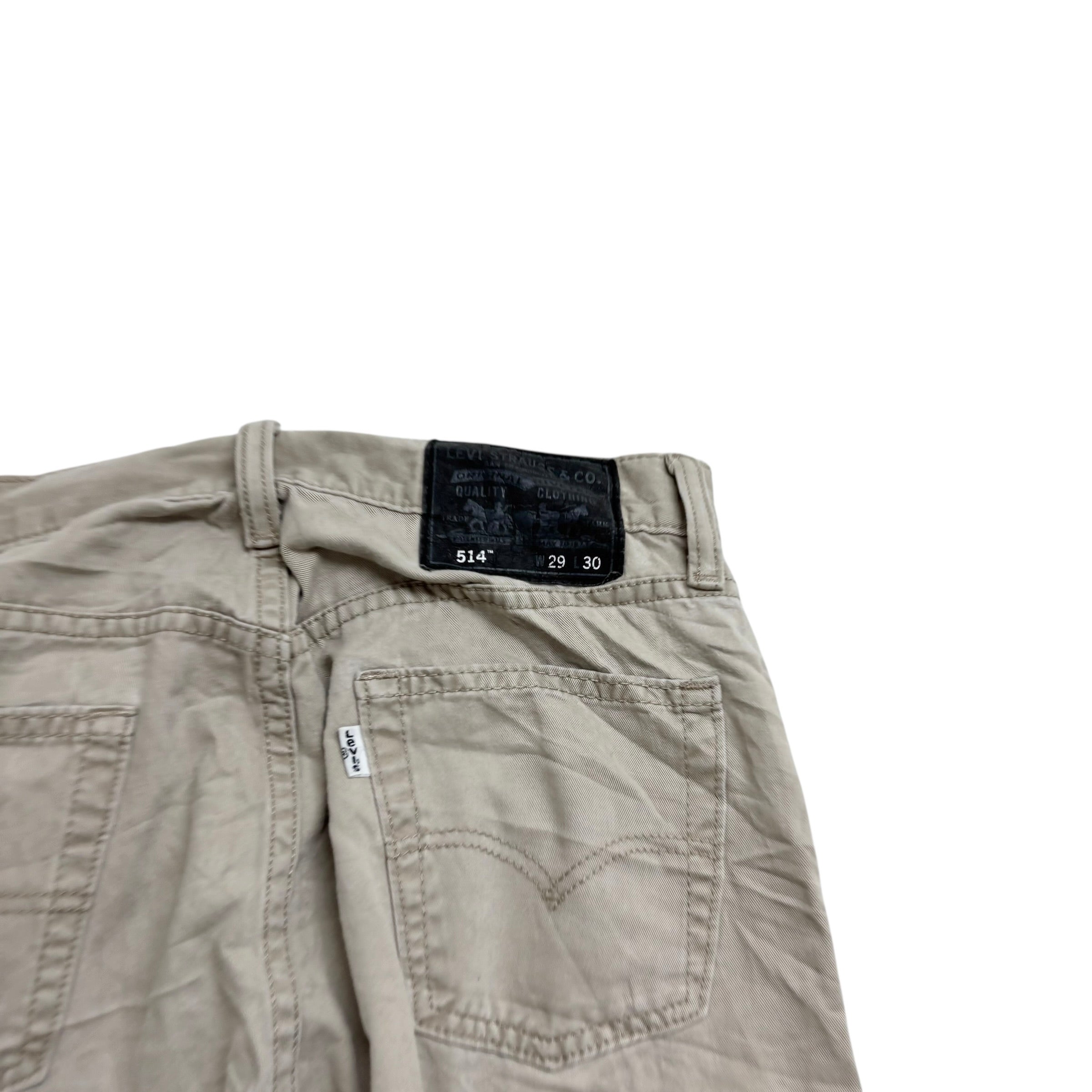 Levis 514 Trousers W29 L30 Mens Cream Regular Straight Fit Vintage Pants (E)