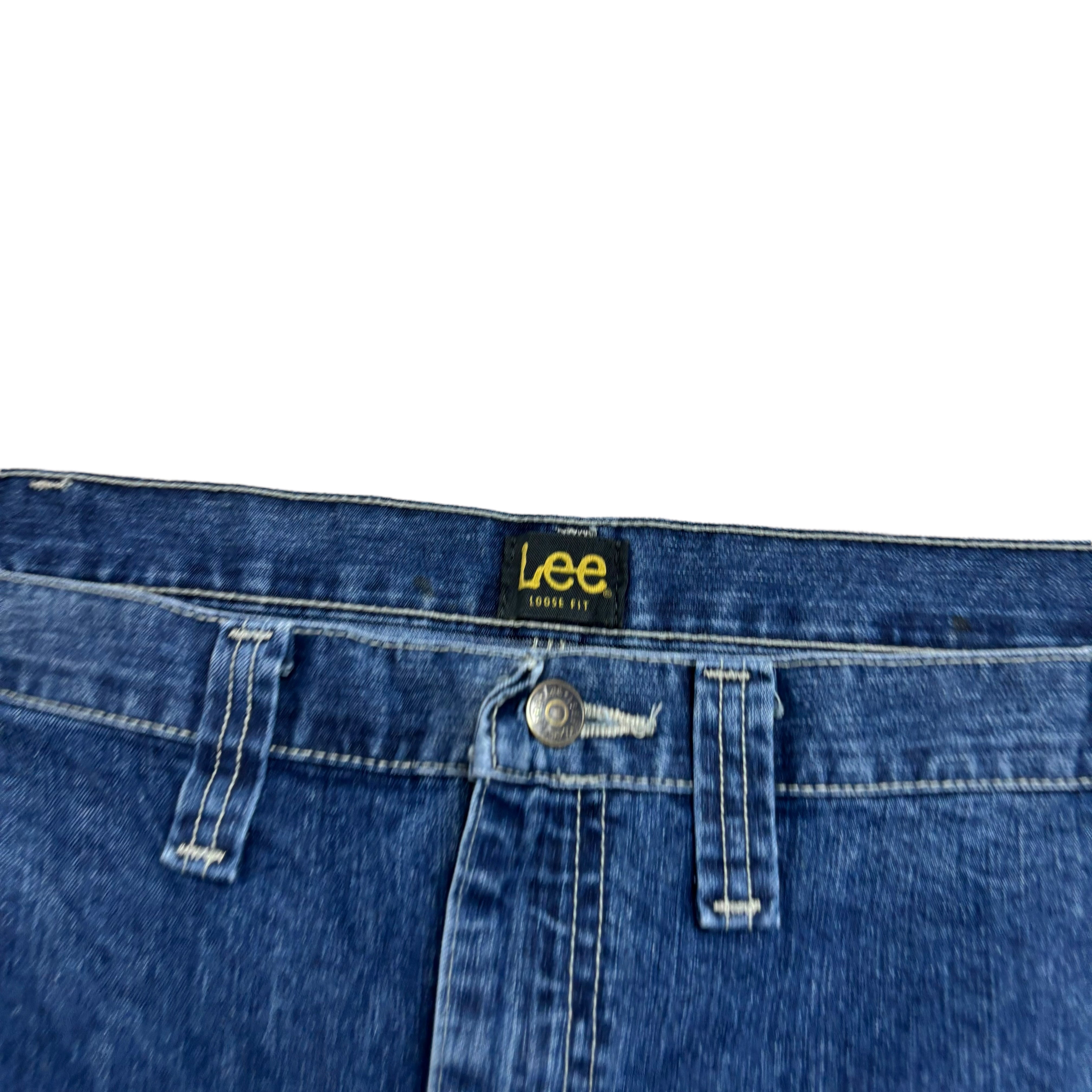 Lee Carpenter Jeans W52 L30 Mens Mid Blue Baggy Relaxed Straight Fit Denim (E)