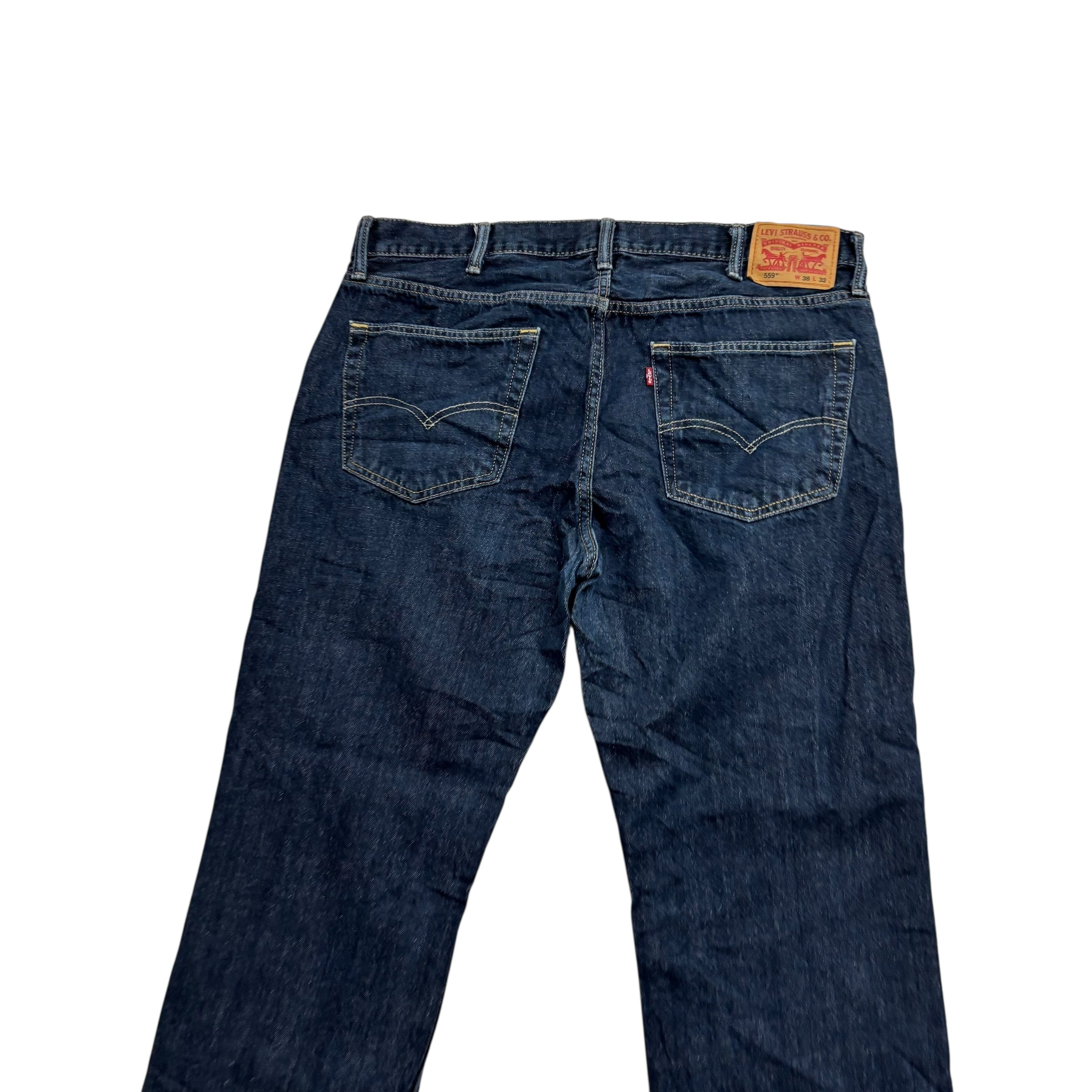 Levis 559 Jeans W38 L32 Mens Dark Blue Baggy Relaxed Straight Fit Denim (E)