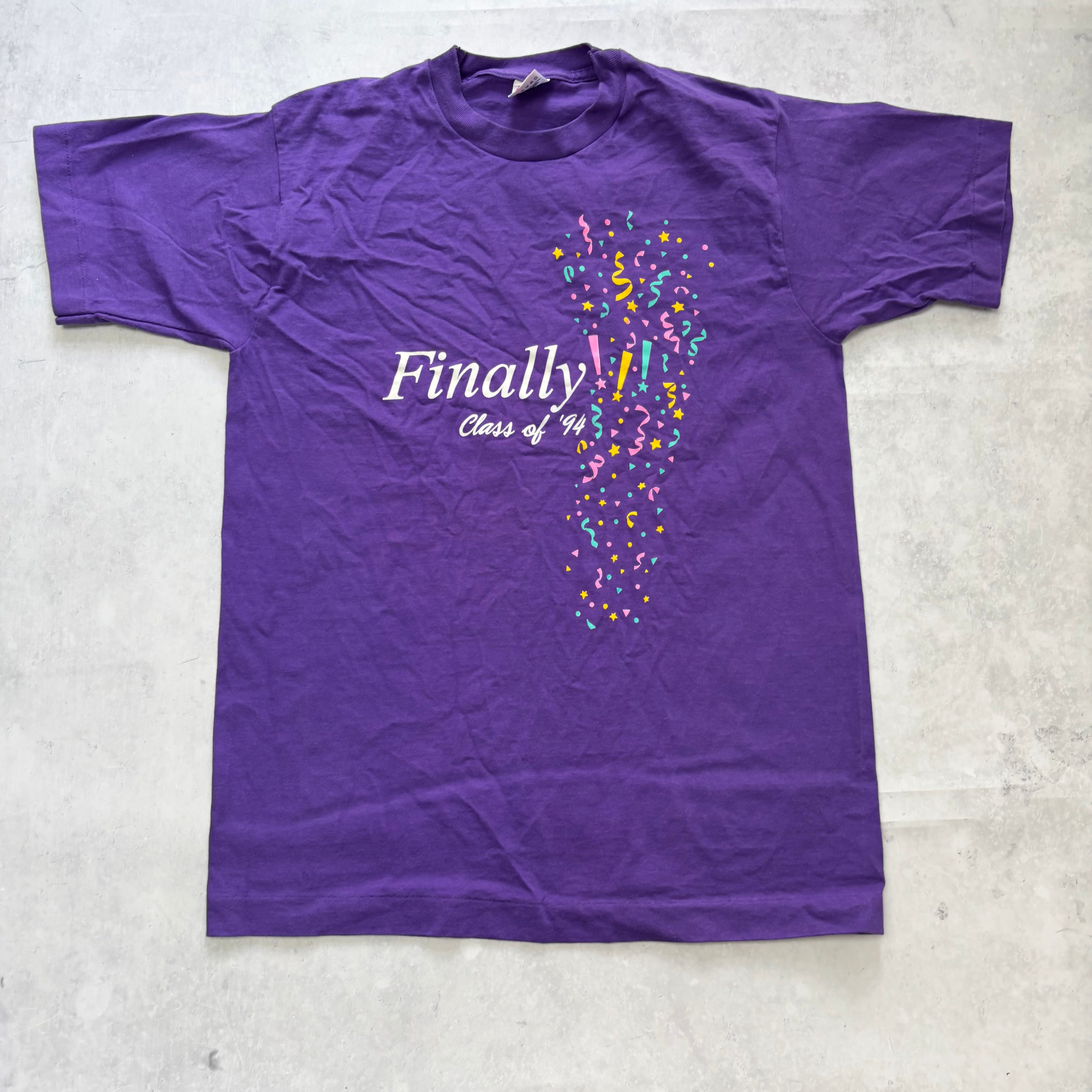 Vintage T Shirt Mens Medium Purple Single Stitch Graphic Print 90s USA (E)