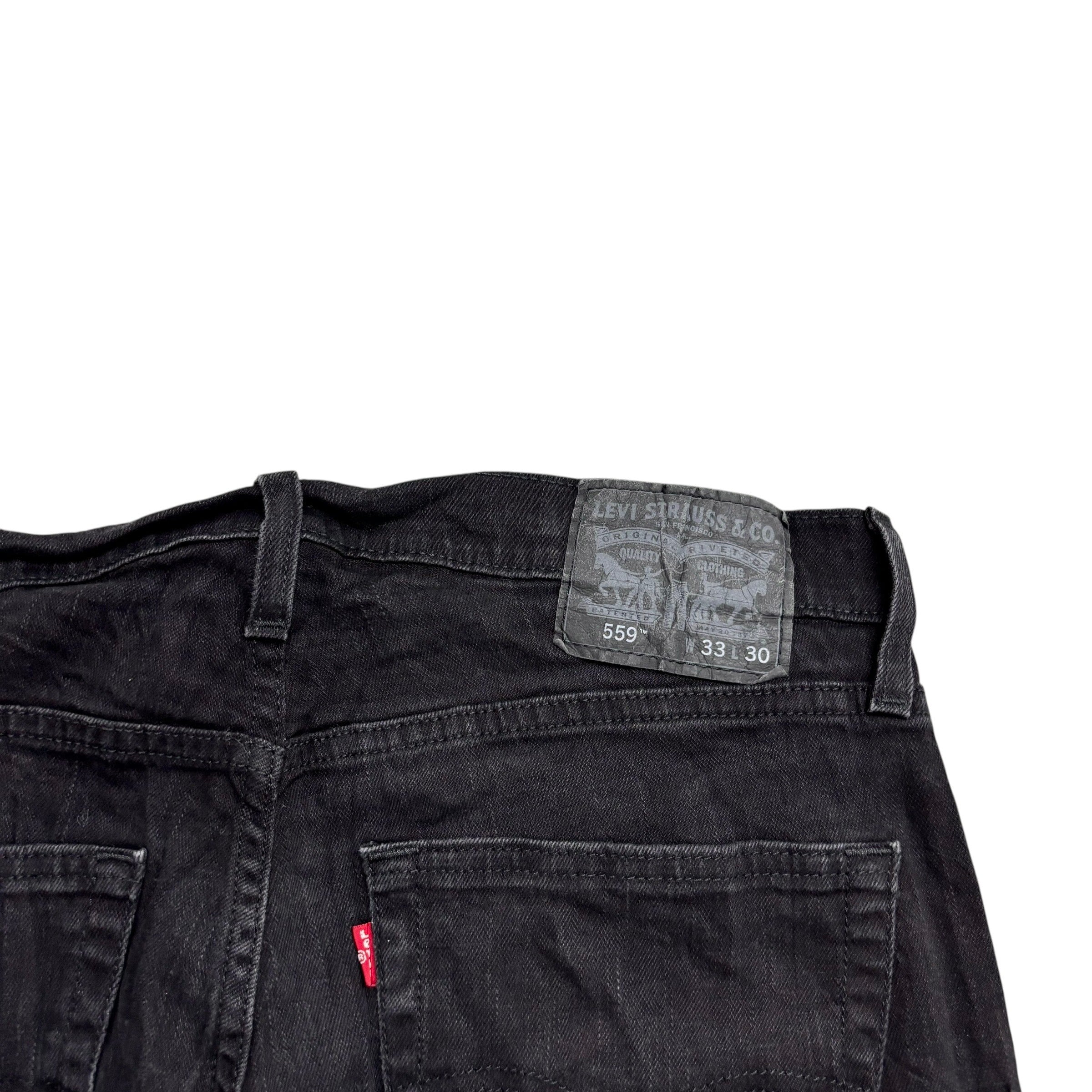 Levis 559 Jeans W33 L30 Mens Black Regular Straight Fit Stretch Denim (E)