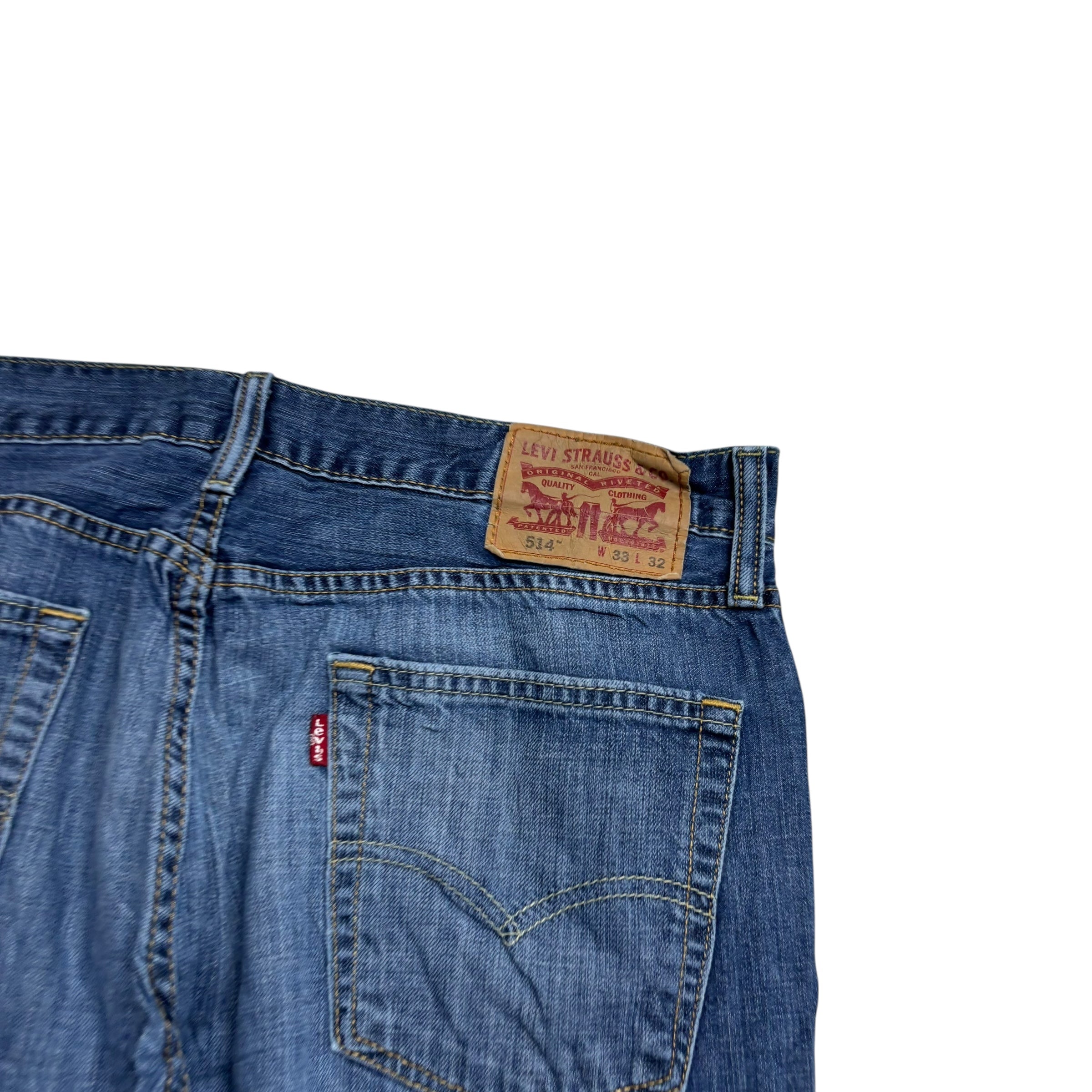 Levis 514 Jeans W33 L32 Mens Mid Blue Regular Straight Fit Denim