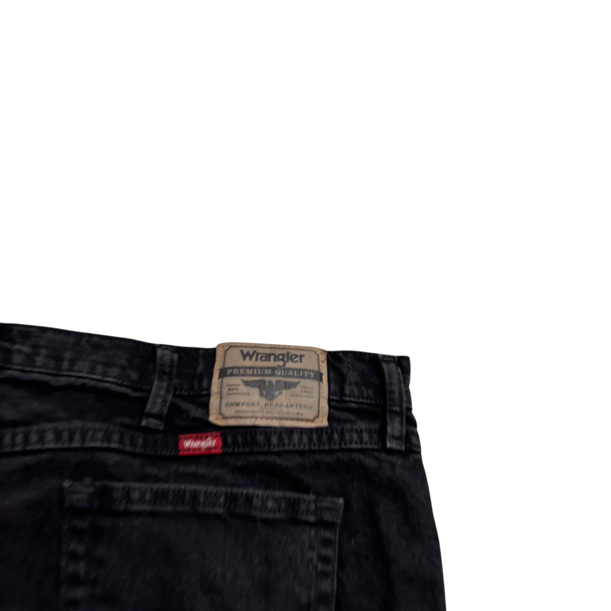 Wrangler Jeans W42 L30 Mens Black Relaxed Straight Fit Stretch Denim (E)