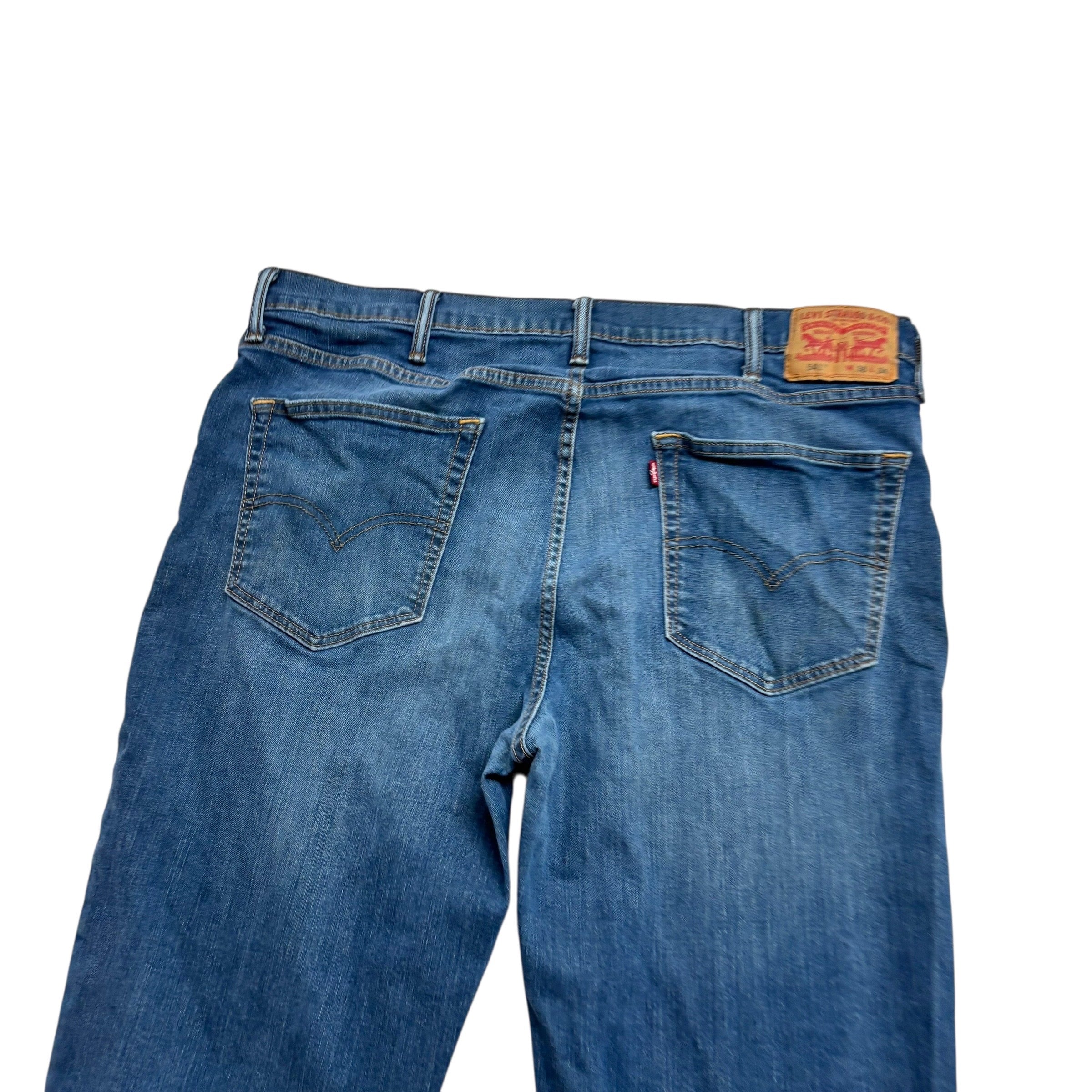 Levis 541 Jeans W38 L31 Mens Dark Blue Athletic Tapered Fit Stretch Denim (E)