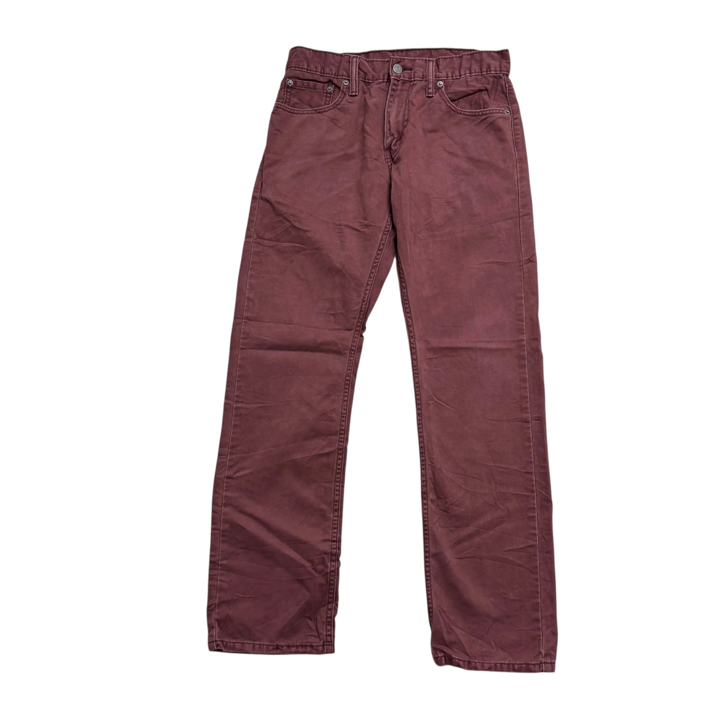 Levis 514 Trousers W29 L30 Mens Burgundy Regular Straight Fit Pants