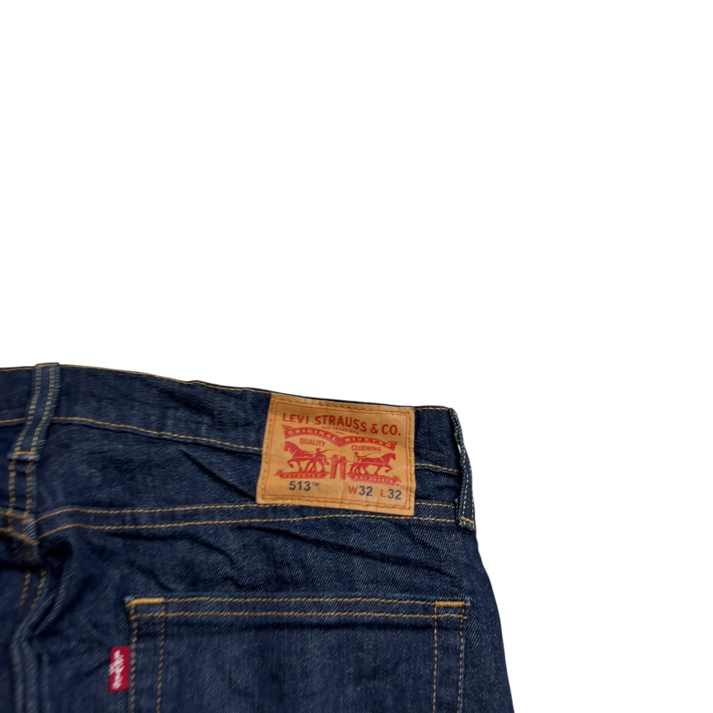 Levis 513 Jeans W32 L32 Mens Dark Blue Slim Straight Fit Stretch Denim (E)