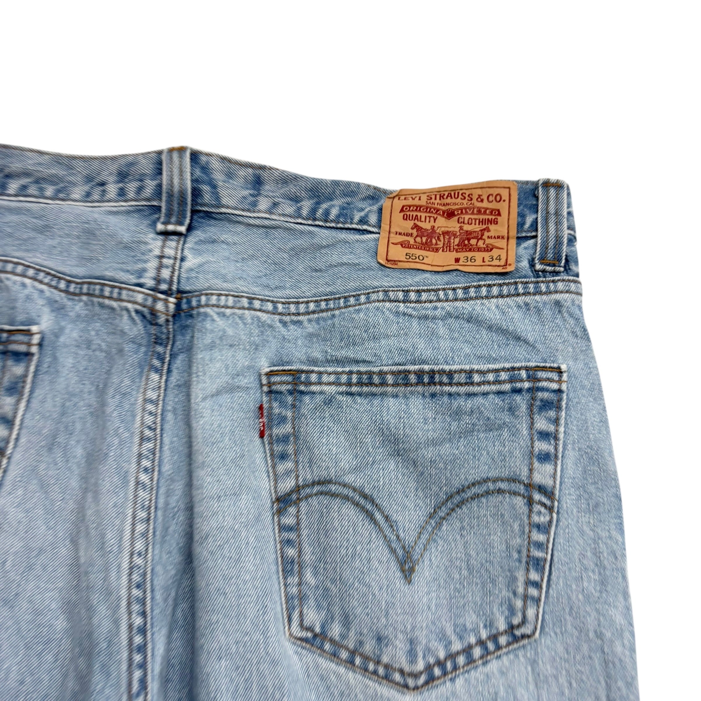 Levis 550 Jeans W36 L34 Mens Light Blue Baggy Relaxed Straight Vintage Denim (E)