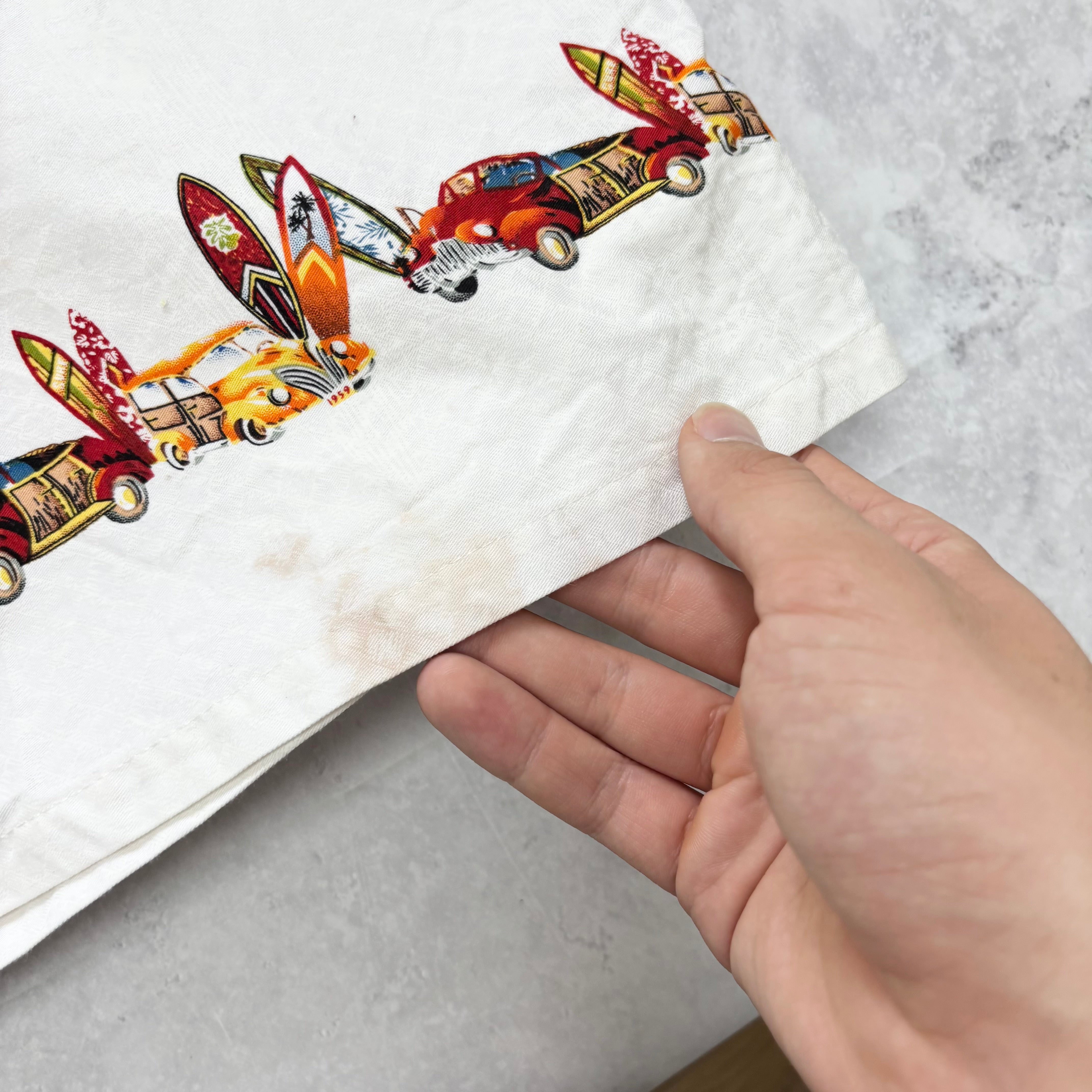 Vintage Hawaiian Shirt Mens XL White Floral Aloha Short Sleeve Cotton (F)