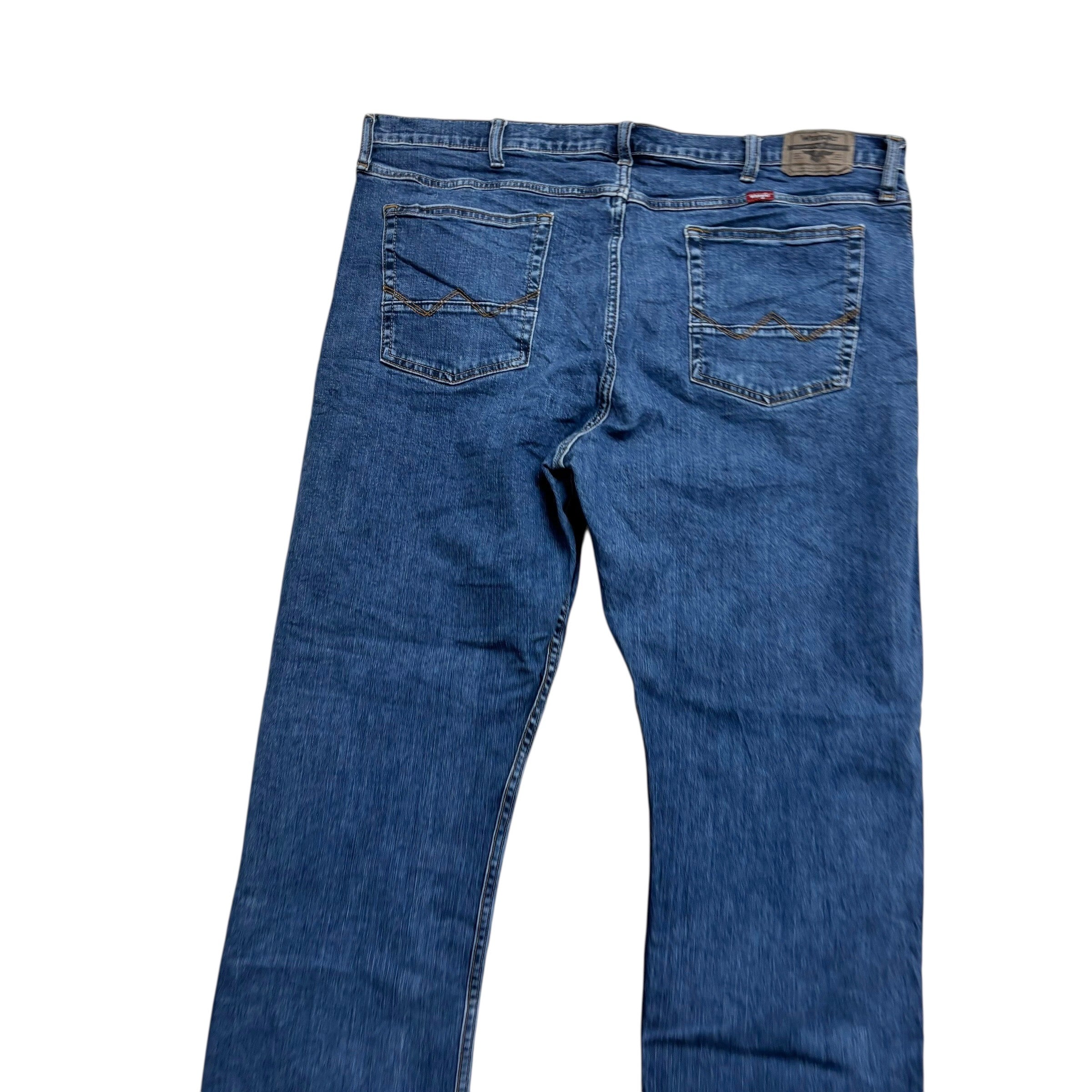 Wrangler Jeans W42 L30 Mens Mid Blue Slim Straight Fit Stretch Denim (E)