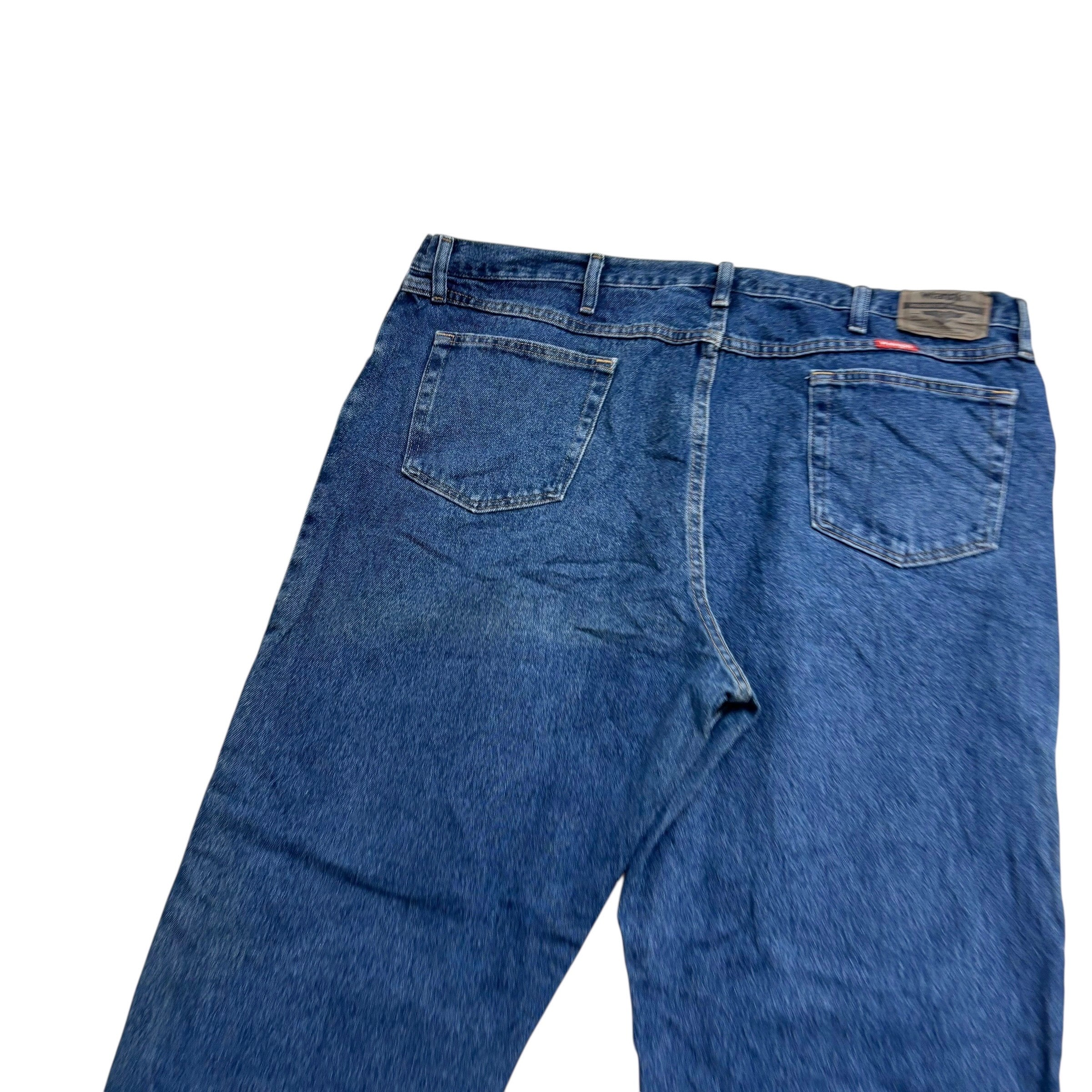 Wrangler Jeans W44 L32 Mens Mid Blue Relaxed Straight Fit Denim