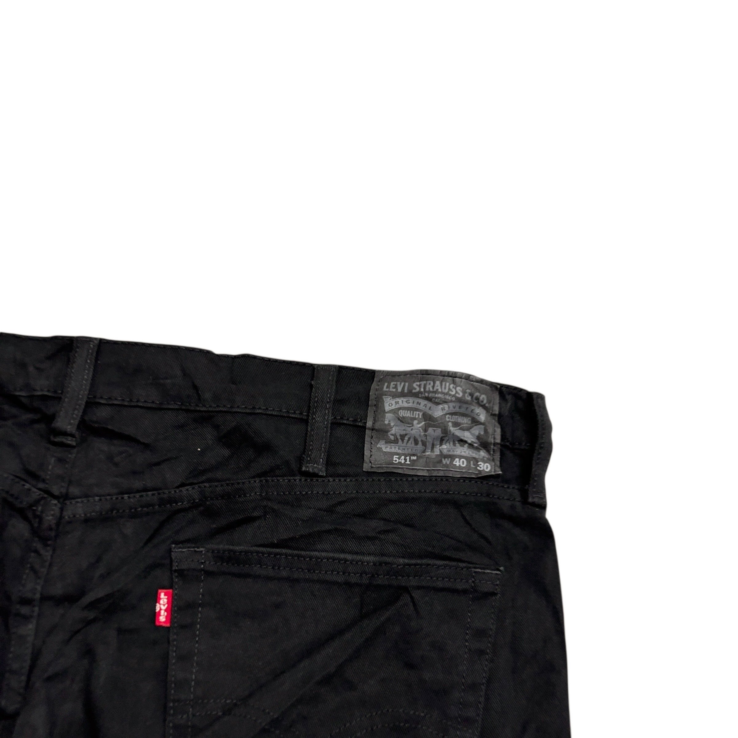 Levis 541 Jeans W42 L30 Mens Black Athletic Tapered Fit Stretch Denim (E)