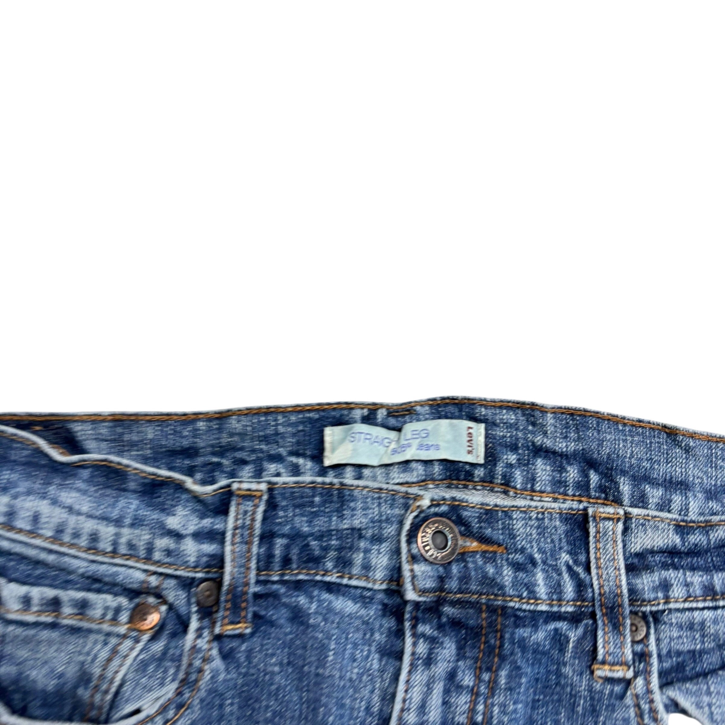 Levis 505 Jeans W30 L30 Womens Regular Straight Fit Mid Blue Stretch Denim (E)