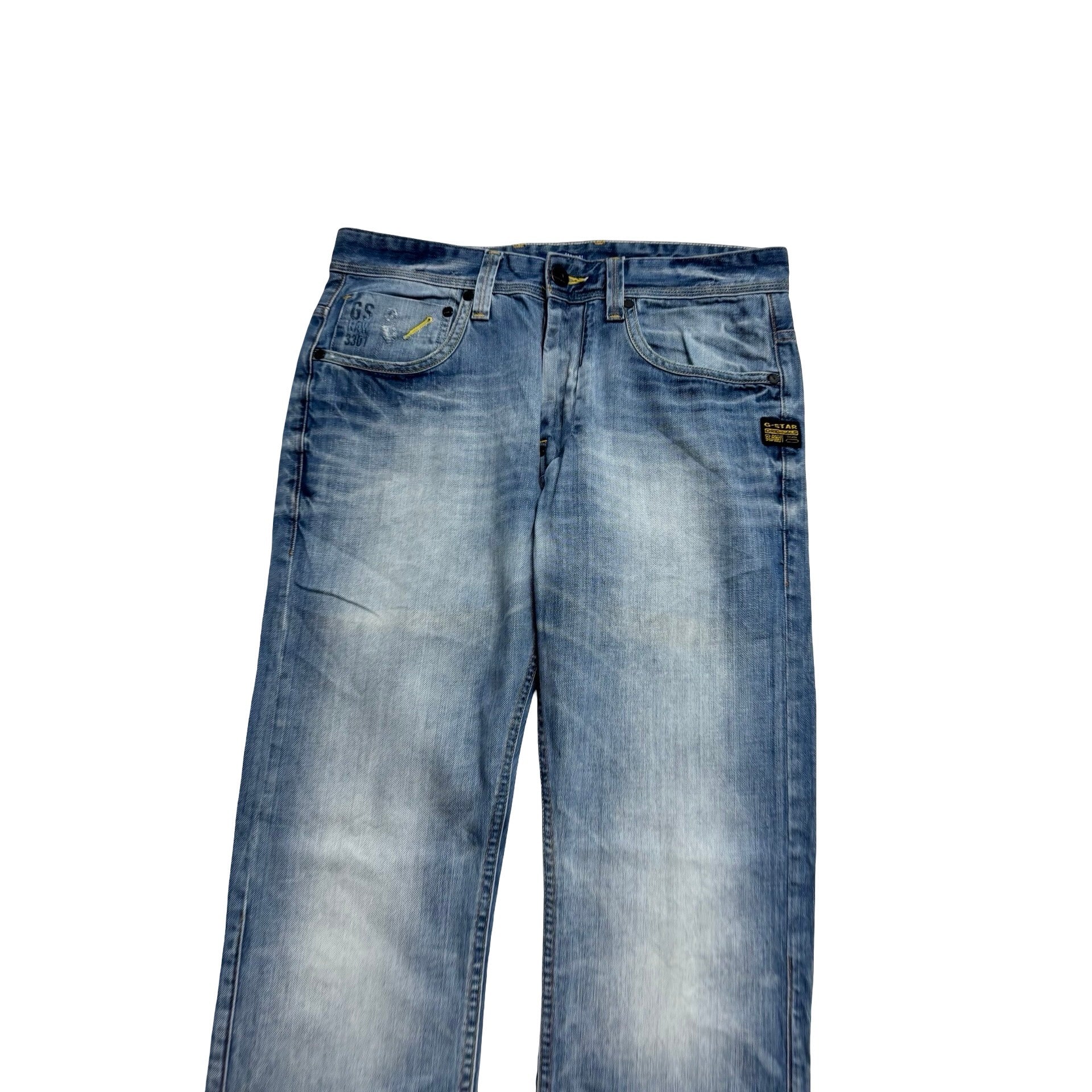 G Star Raw Attacc Jeans W31 L32 Mens Mid Blue Regular Straight Fit Denim (E)